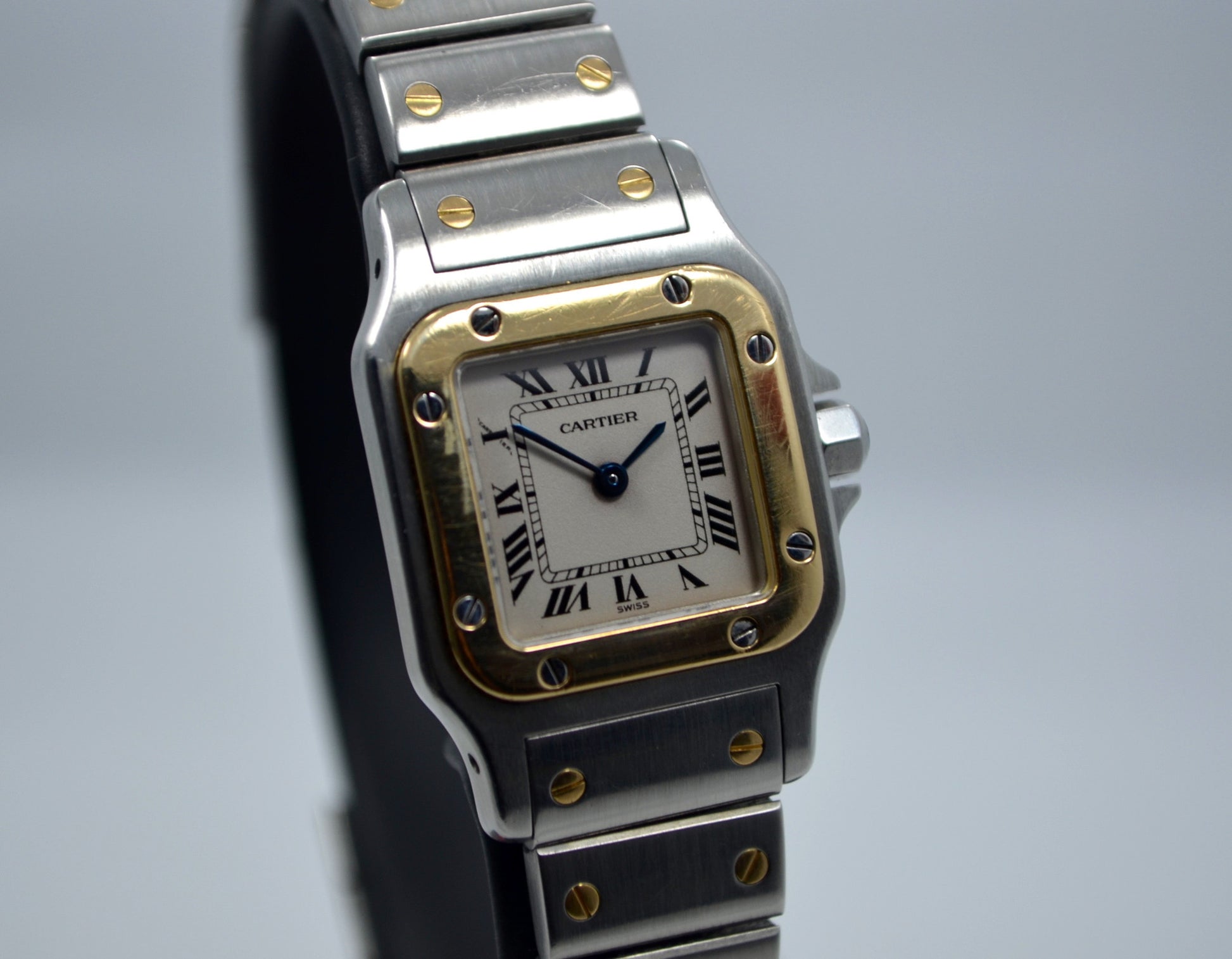 Cartier Two Tone Santos Steel 18K Gold Ladies 1567 Quartz 23mm Wristwatch - Hashtag Watch Company