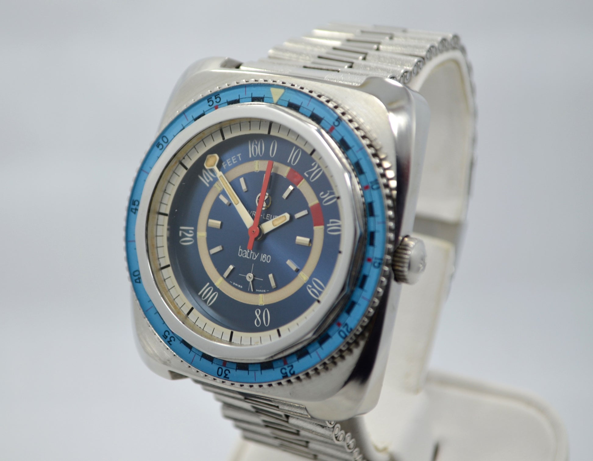 Vintage Favre Leuba Bathy 160 Divers 53253 Blue Steel Wristwatch - Hashtag Watch Company