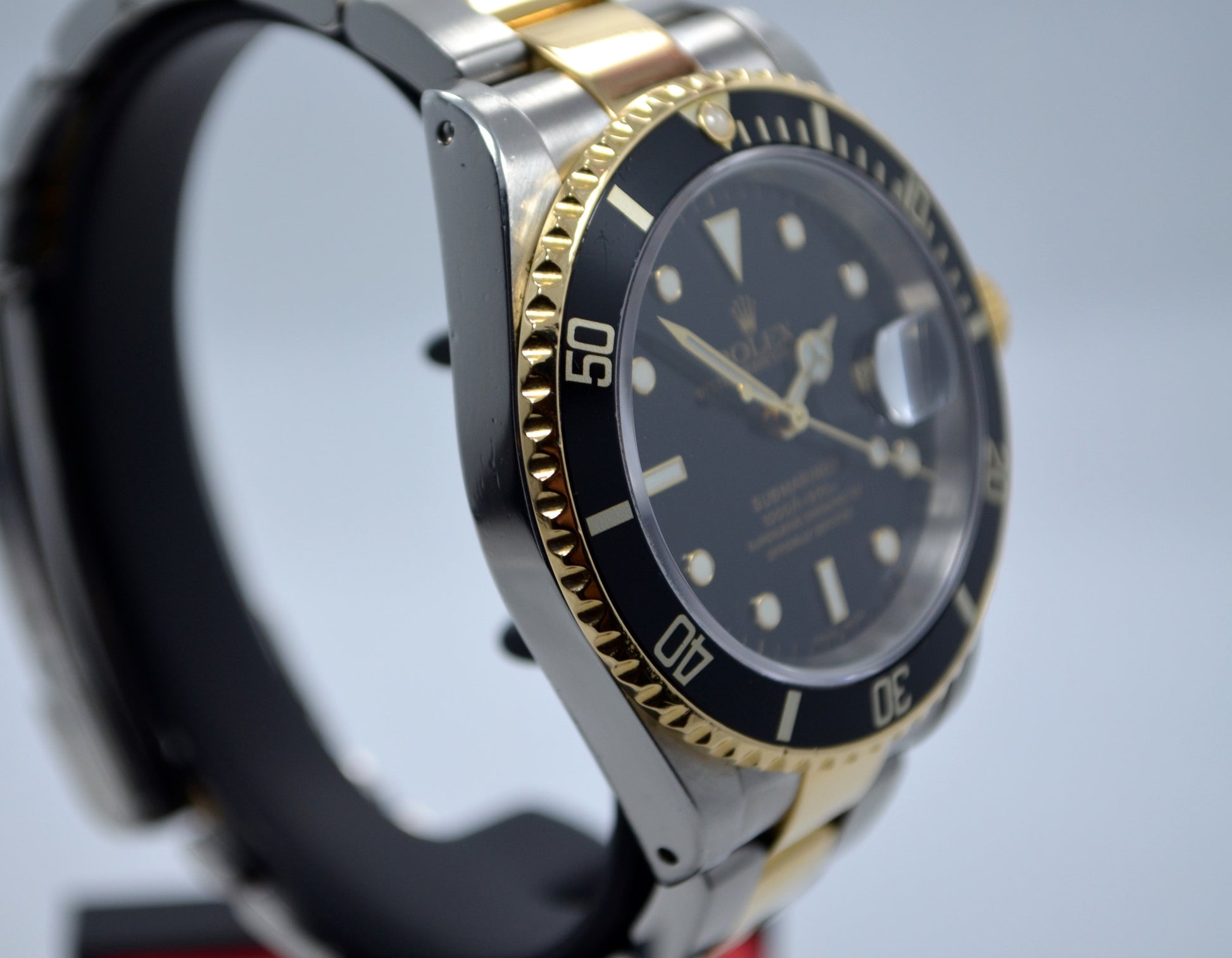Rolex Submariner 16613 Black Steel Gold Two Tone "K" Serial Wristwatch - Hashtag Watch Company