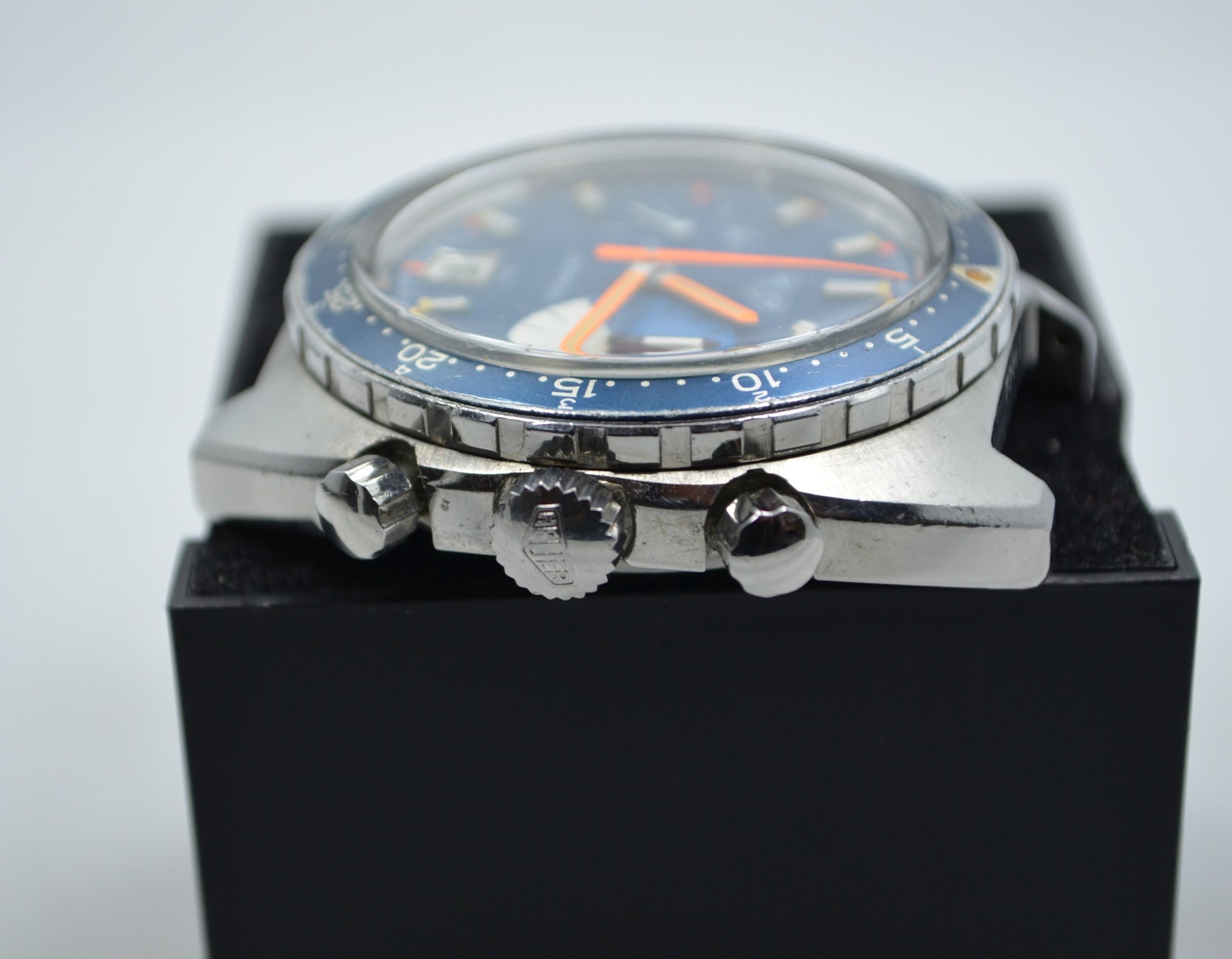 Vintage Heuer Skipper 73463 Blue Steel Chronograph Valjoux 7734 Wristwatch - Hashtag Watch Company