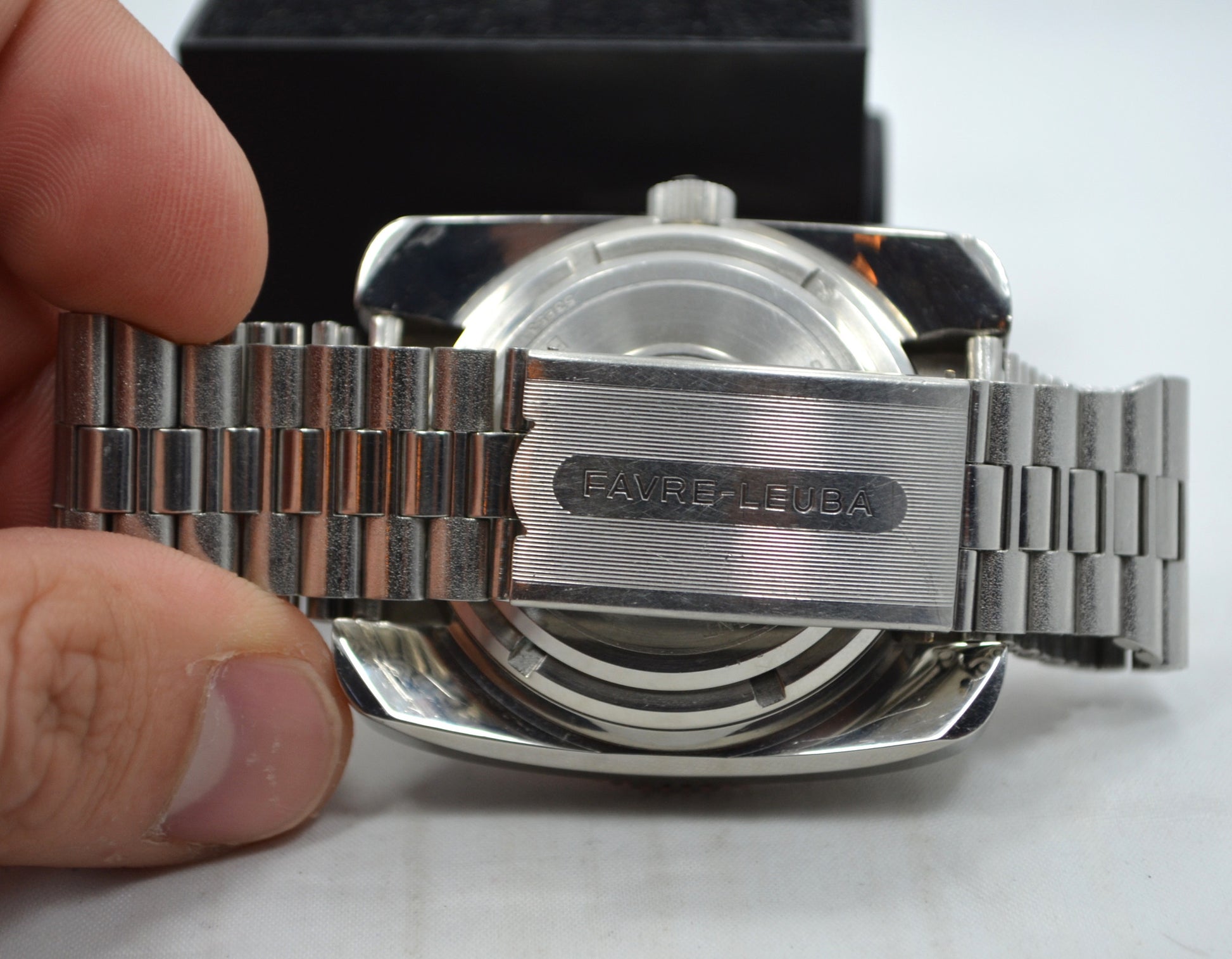 Vintage Favre Leuba Orange Bathy 160 Aqua Lung U.S. Divers Steel Watch - Hashtag Watch Company