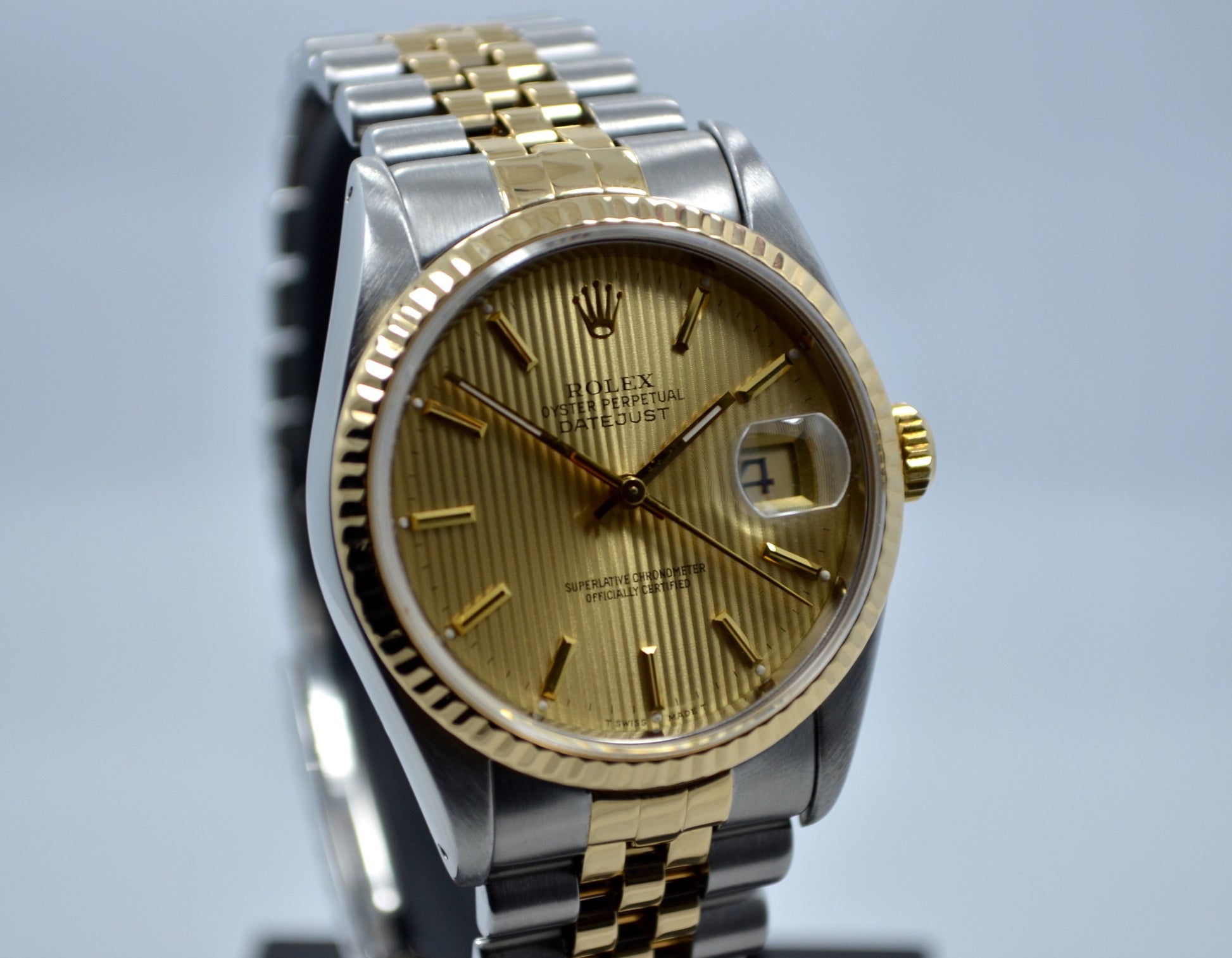 Rolex Datejust 16233 Tapestry Champagne Jubilee Two Tone Steel Gold "E" Watch - Hashtag Watch Company