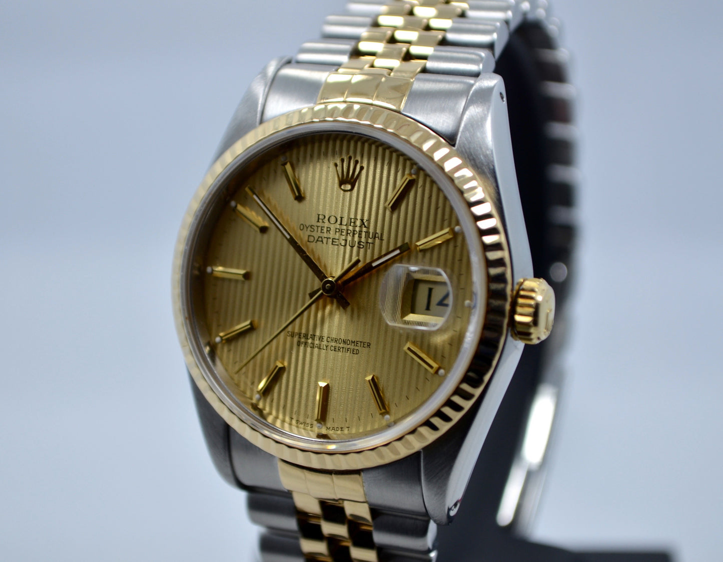 Rolex Datejust 16233 Tapestry Champagne Jubilee Two Tone Steel Gold "E" Watch - Hashtag Watch Company