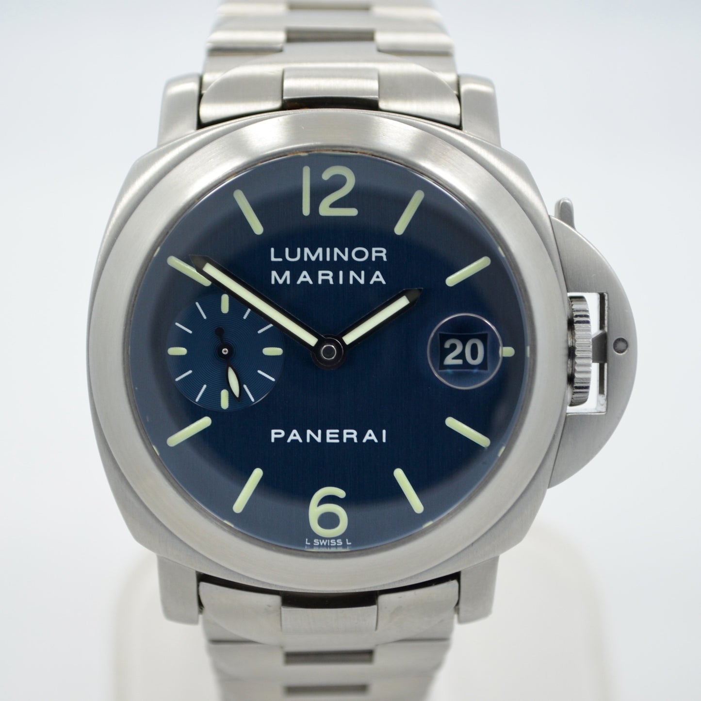 Panerai Luminor Marina PAM 120 Blue Steel Automatic Wristwatch - Hashtag Watch Company