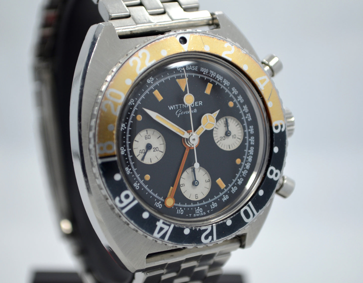 Vintage Wittnauer Steel GMT Chronograph Valjoux 724 Wristwatch - Hashtag Watch Company