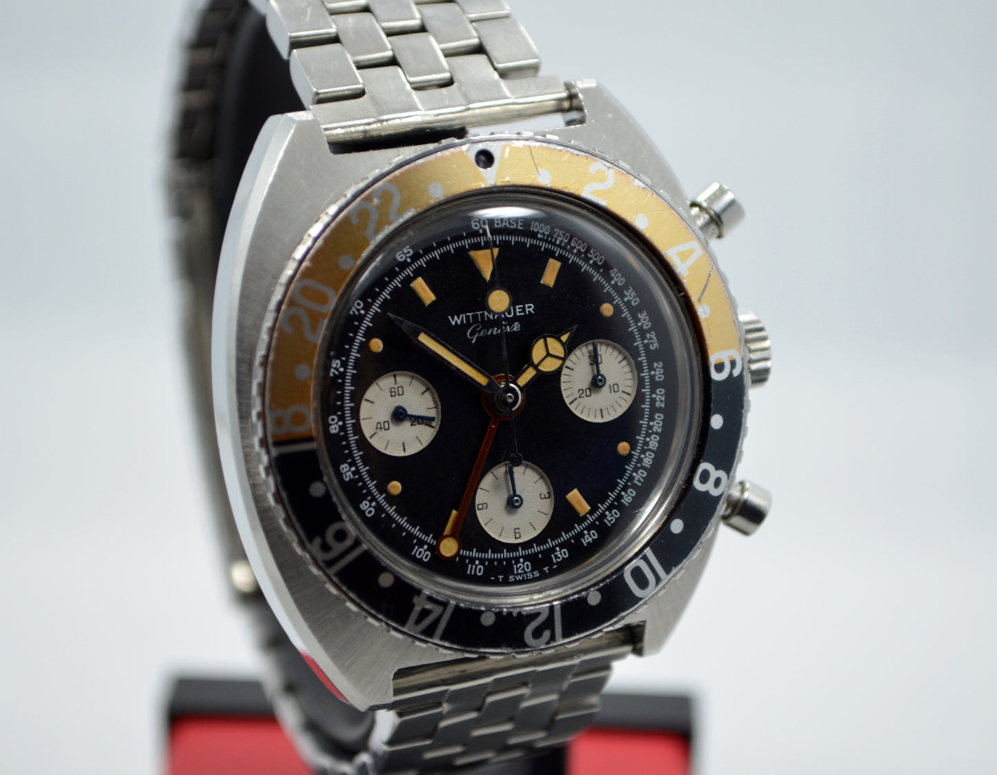 Vintage Wittnauer Steel GMT Chronograph Valjoux 724 Wristwatch - Hashtag Watch Company