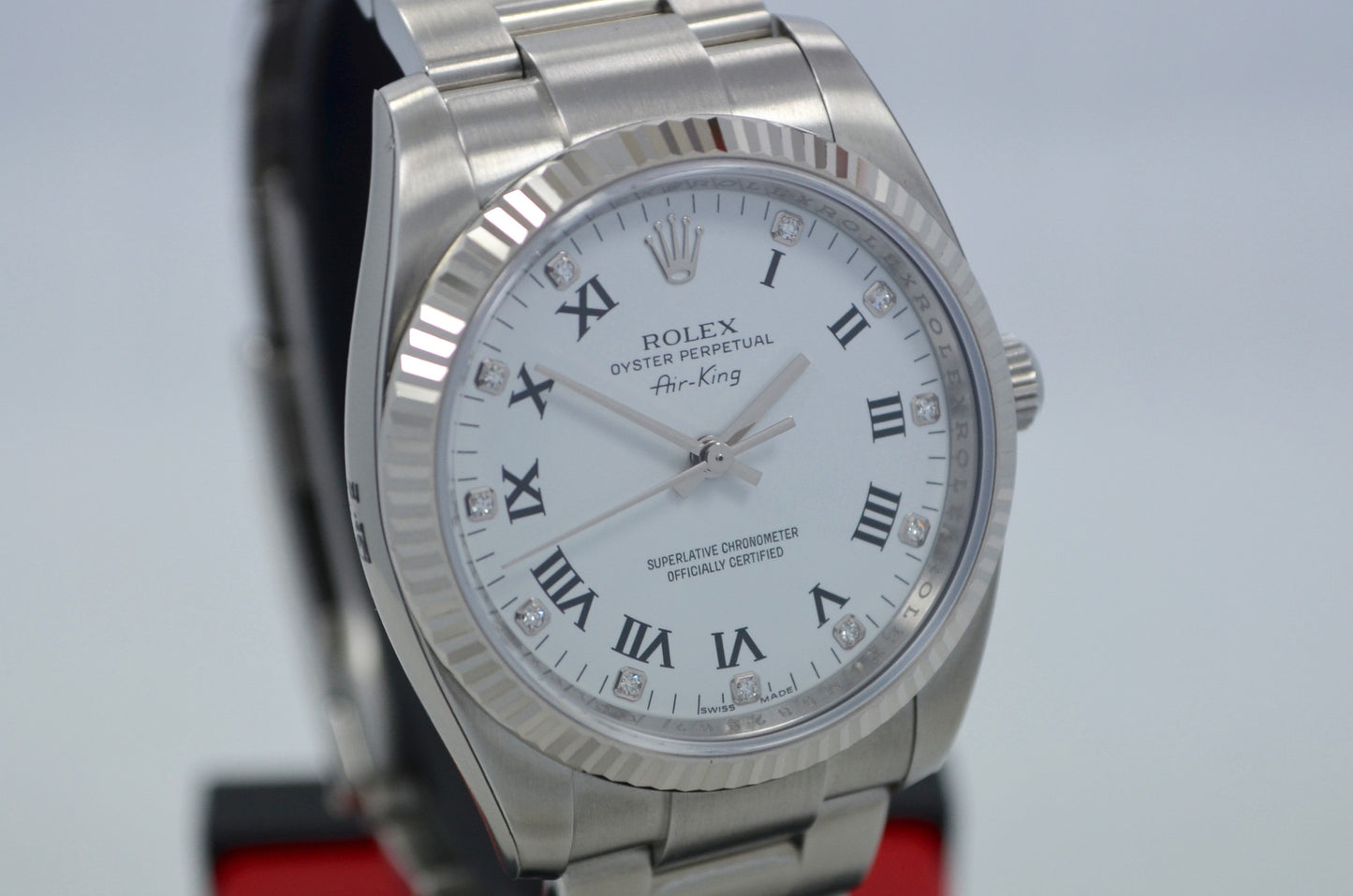 Rolex Air-King 114234 White Diamond Dial 34mm Steel Automatic Wristwatch - Hashtag Watch Company