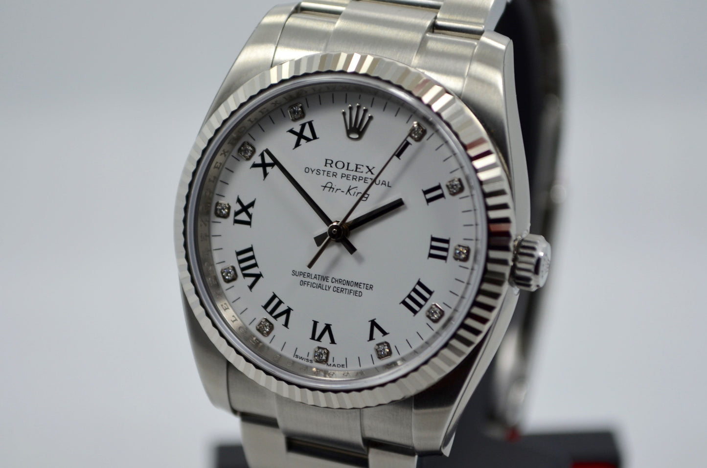 Rolex Air-King 114234 White Diamond Dial 34mm Steel Automatic Wristwatch - Hashtag Watch Company