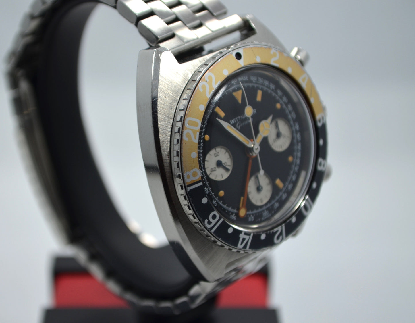 Vintage Wittnauer Steel GMT Chronograph Valjoux 724 Wristwatch - Hashtag Watch Company