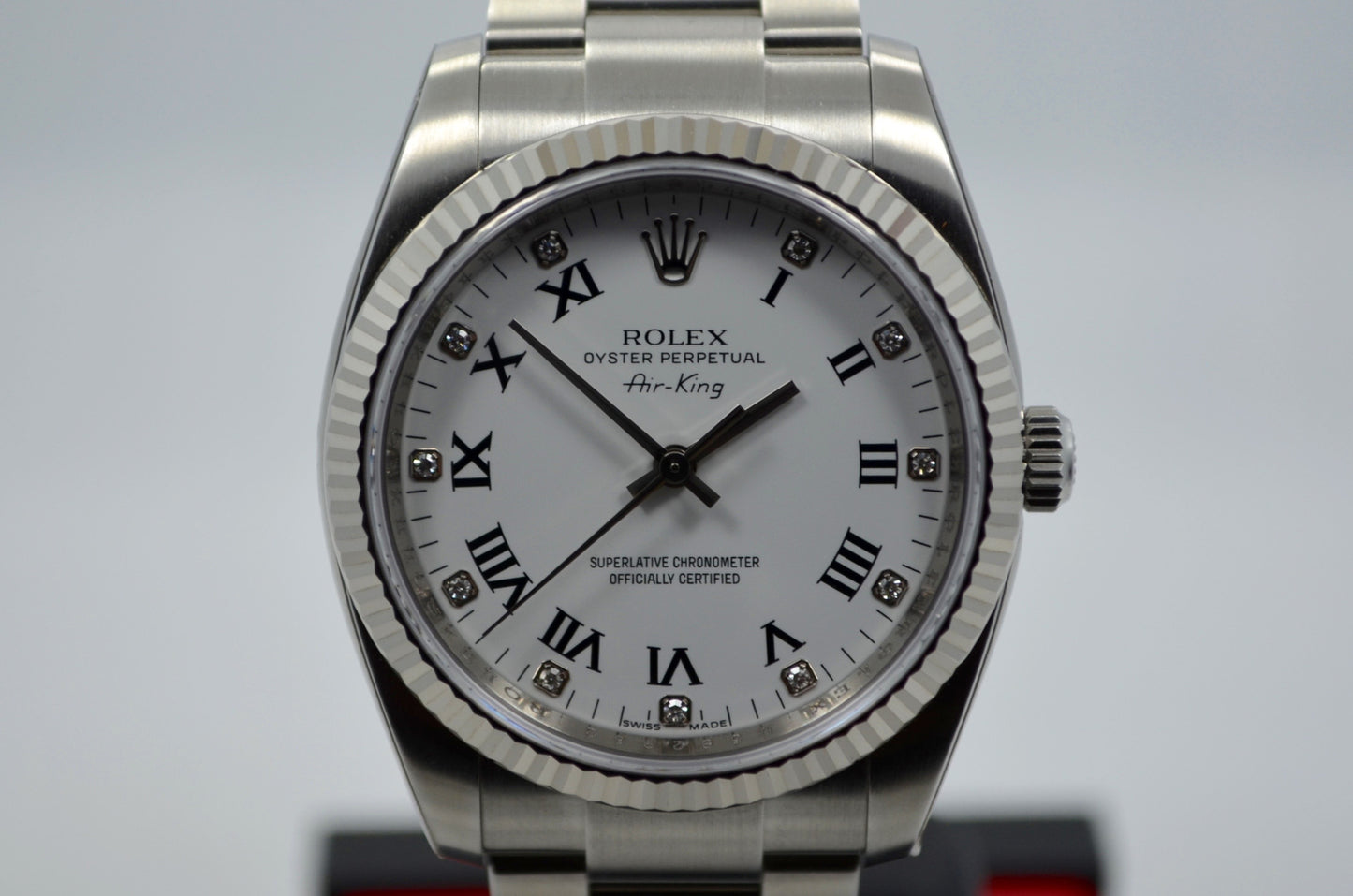 Rolex Air-King 114234 White Diamond Dial 34mm Steel Automatic Wristwatch - Hashtag Watch Company