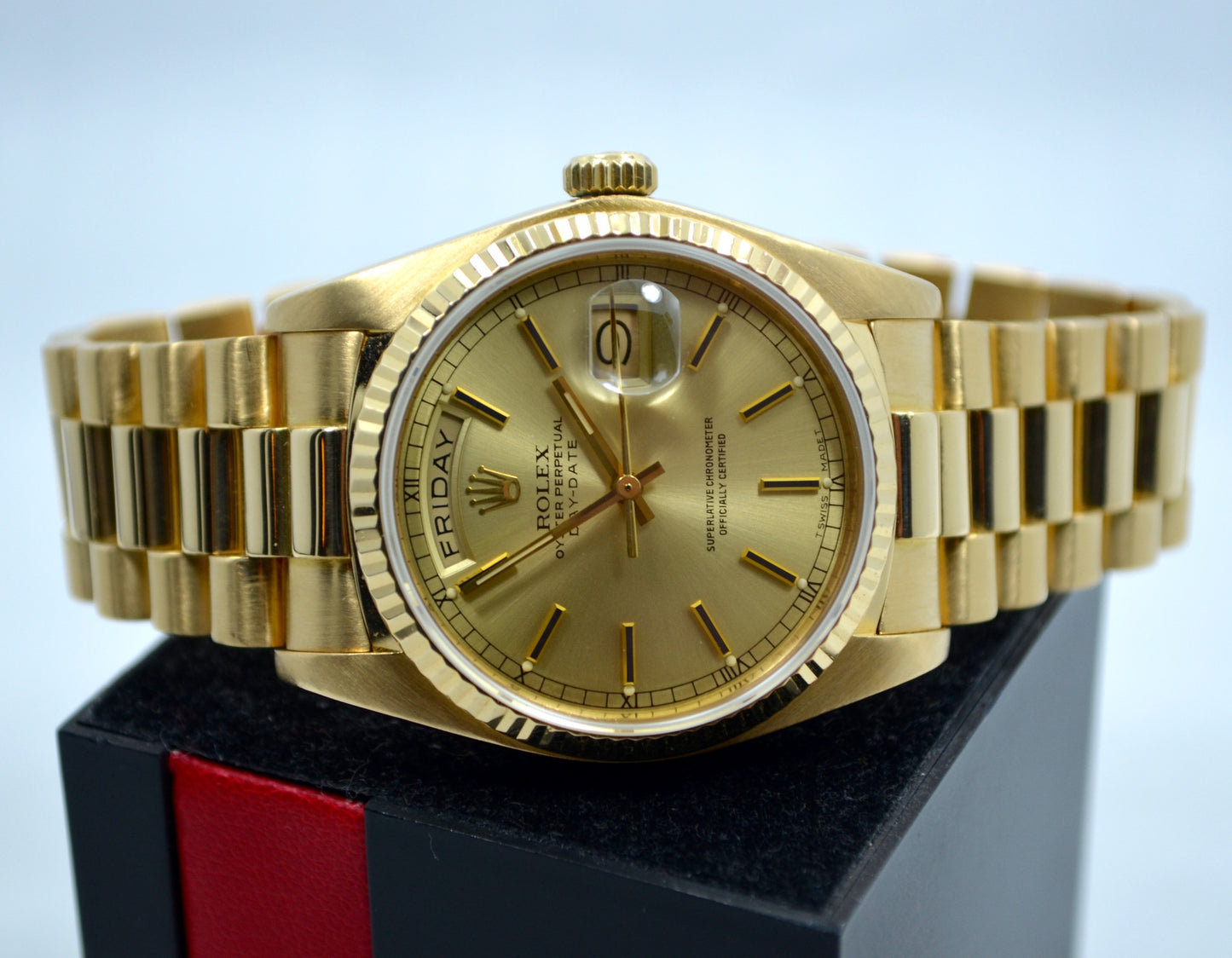 Vintage Rolex President Day Date 18038 18K Yellow Gold 1983 Wristwatch w/ Papers - Hashtag Watch Company
