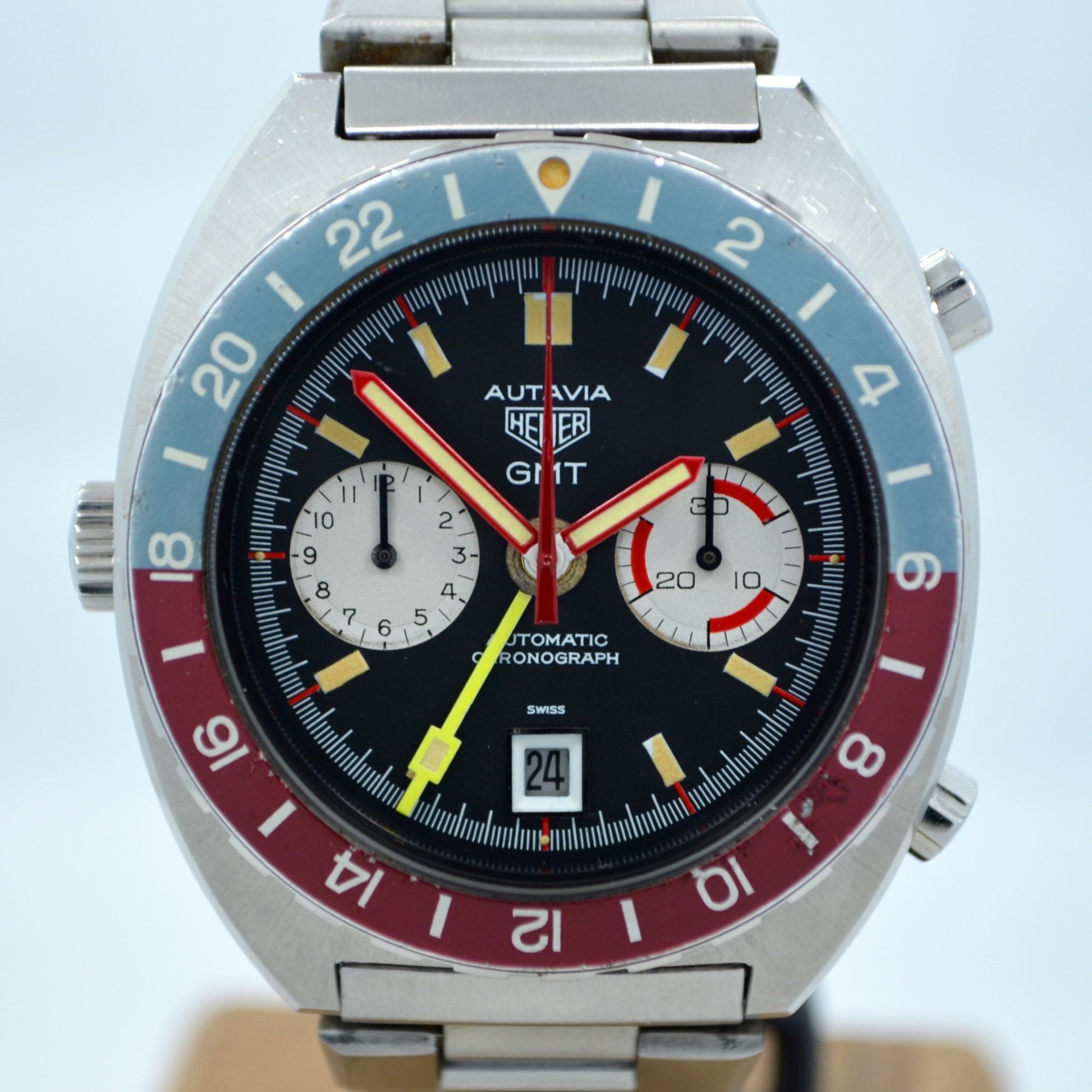 Vintage Heuer Autavia GMT 11630 Cal. 14 Automatic Steel Chronograph Wristwatch - Hashtag Watch Company