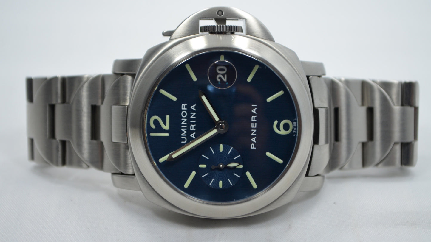 Panerai Luminor Marina PAM 120 Blue Steel Automatic Wristwatch - Hashtag Watch Company