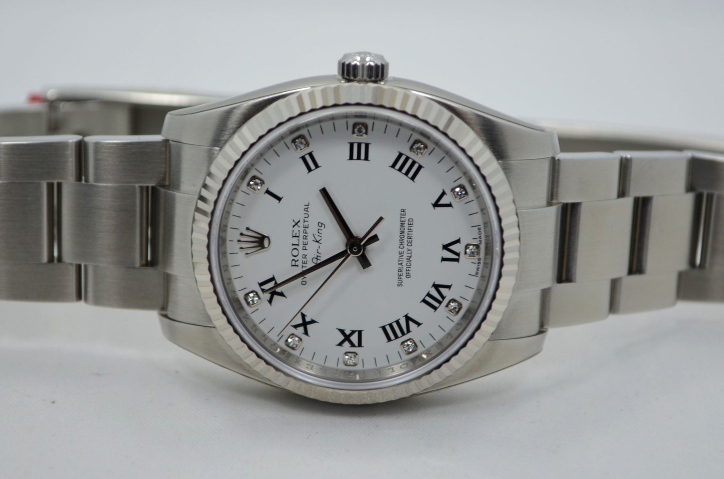 Rolex Air-King 114234 White Diamond Dial 34mm Steel Automatic Wristwatch - Hashtag Watch Company