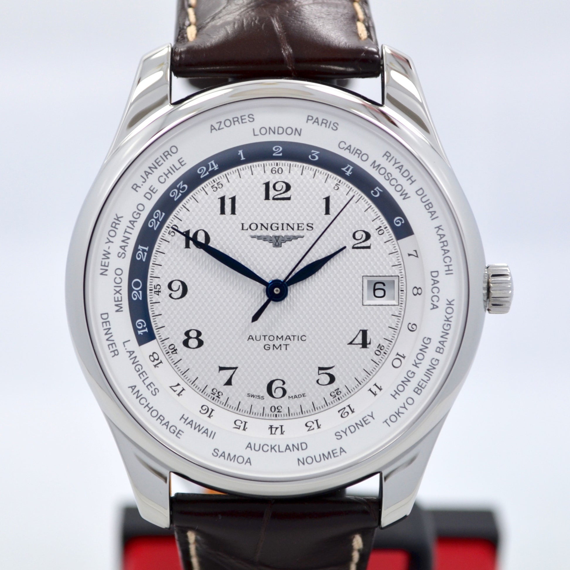 Longines Master Automatic GMT L2.802.4.70.3 Steel Leather Mens Watch - Hashtag Watch Company