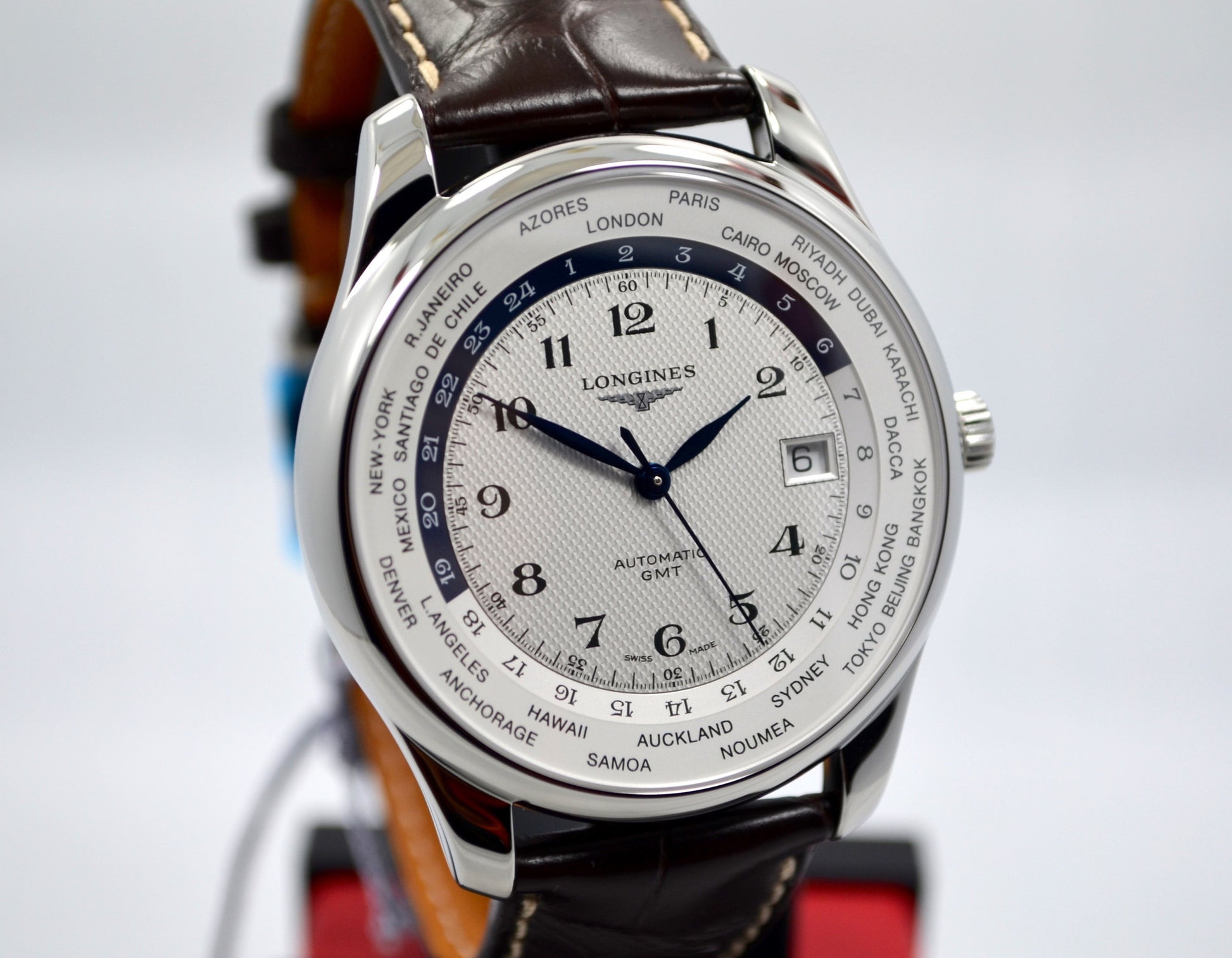 Longines Master Automatic GMT L2.802.4.70.3 Steel Leather Mens Watch - Hashtag Watch Company