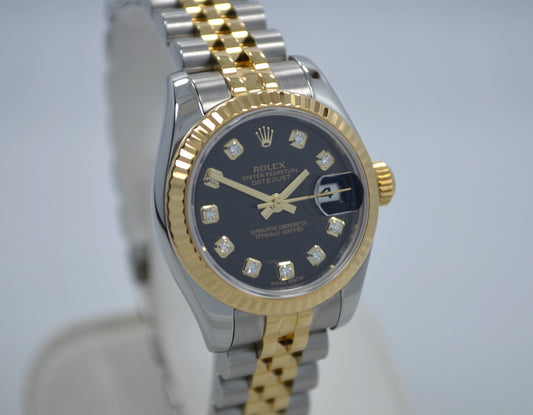 Rolex Datejust 179173 Ladies Diamond Dial Two Tone Steel Gold Random Serial Wristwatch - Hashtag Watch Company