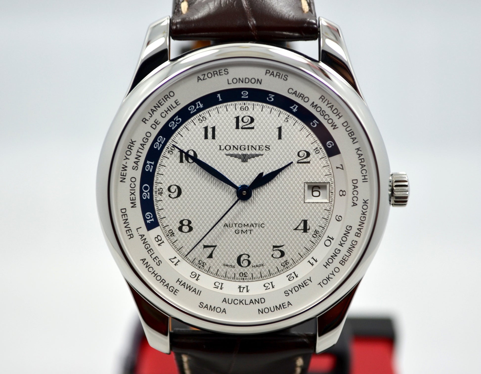 Longines Master Automatic GMT L2.802.4.70.3 Steel Leather Mens Watch - Hashtag Watch Company