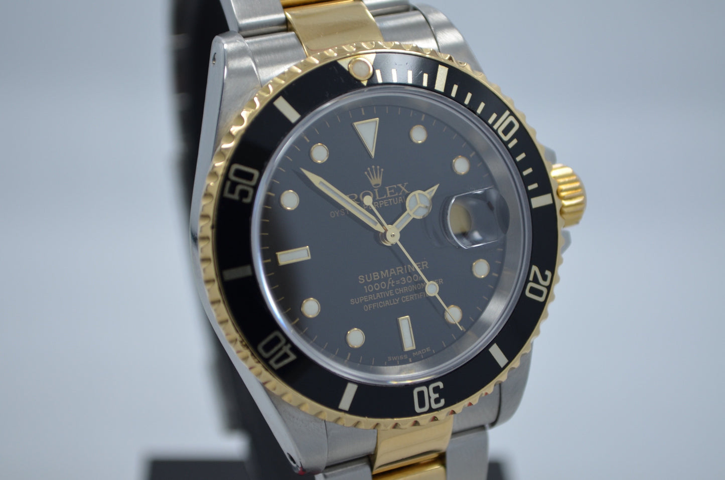 Rolex Submariner 16613 Steel 18K Gold Two Tone Black "E" Serial Wristwatch - Hashtag Watch Company
