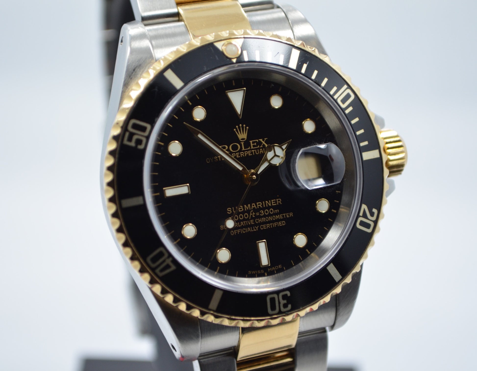 Rolex Submariner 16613 Steel 18K Gold Two Tone Black "E" Serial Wristwatch - Hashtag Watch Company