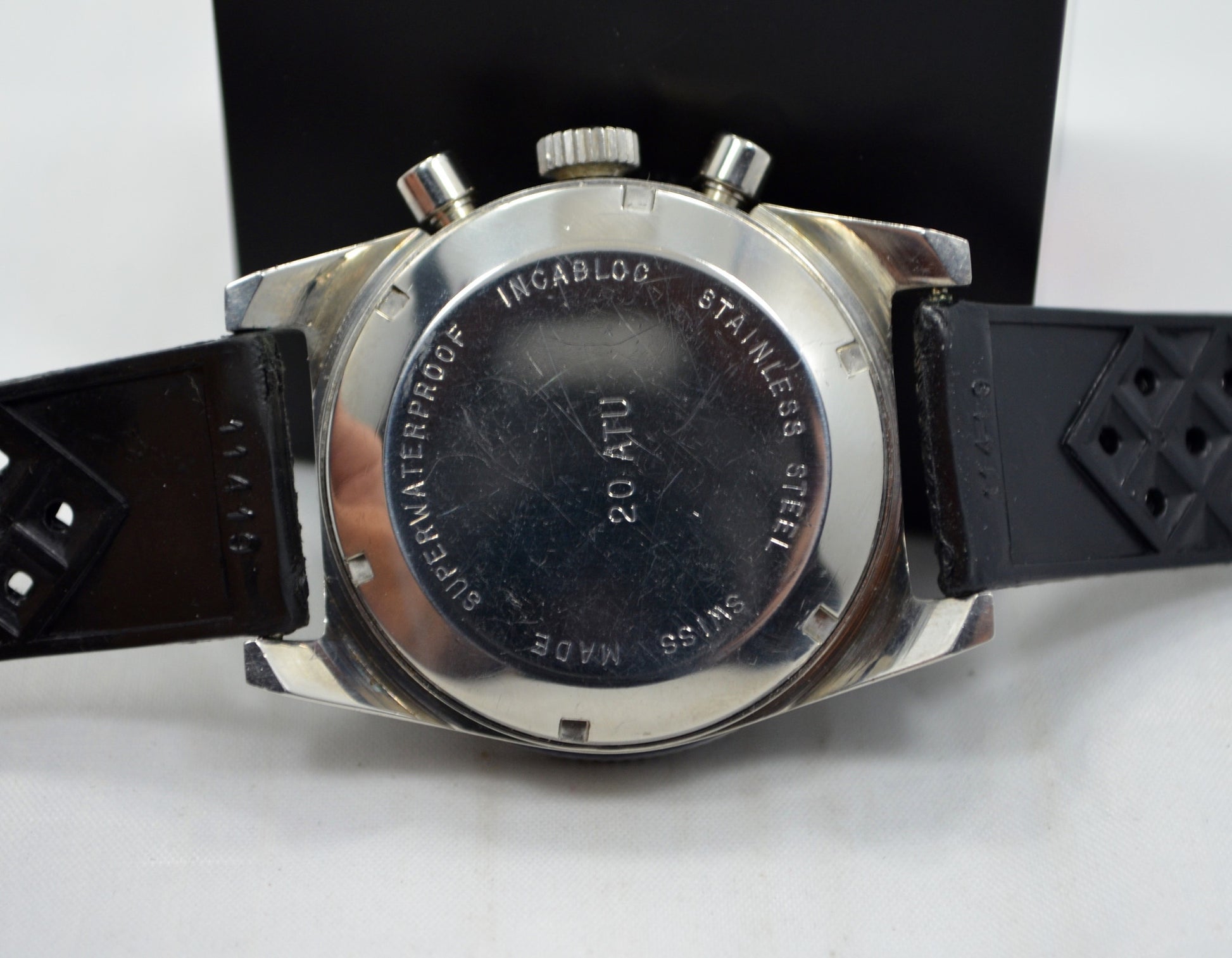 Vintage Mondaine Incabloc 200 Steel Chronograph Valjoux 7784 TROPICAL Watch - Hashtag Watch Company