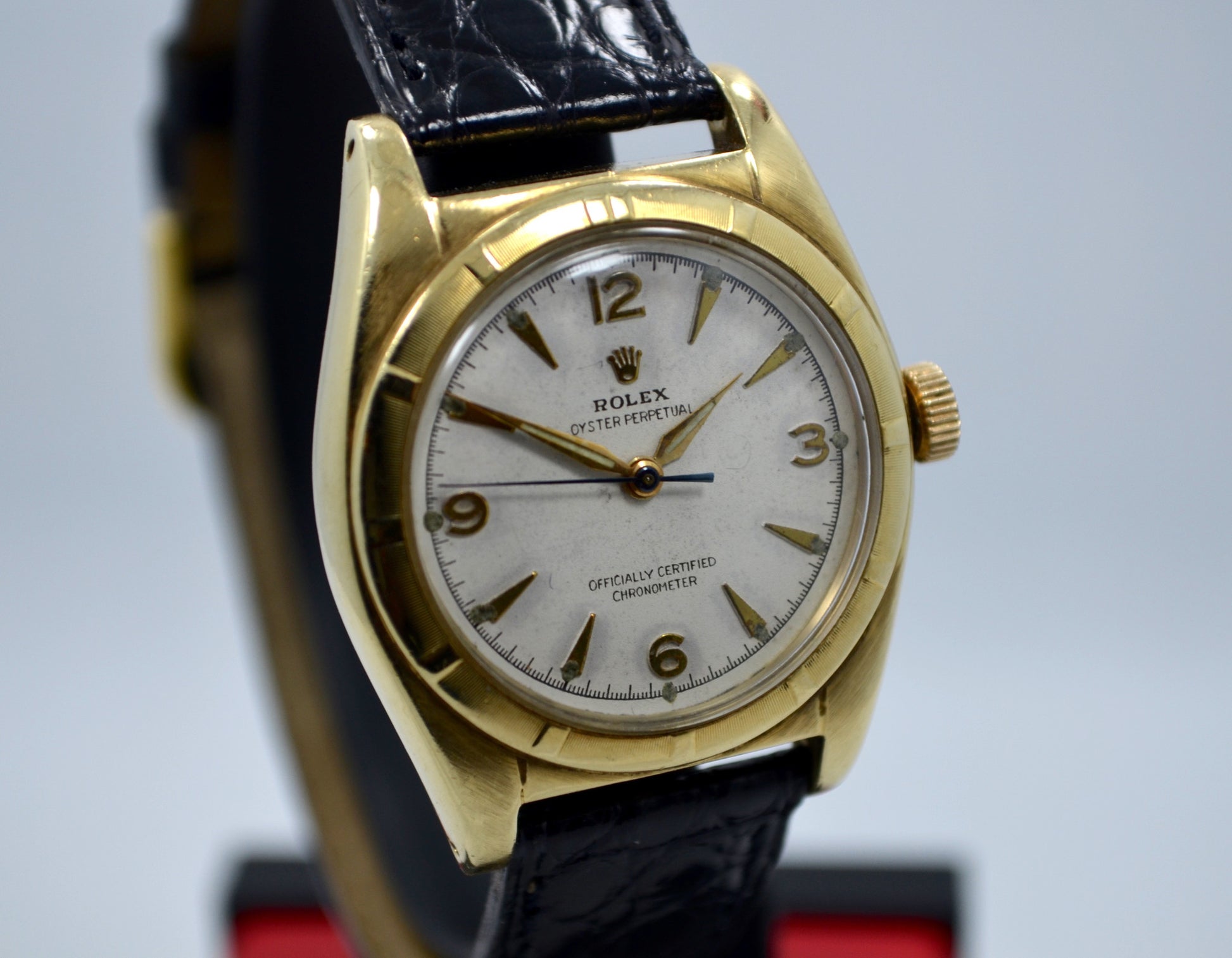 Vintage Rolex Bubbleback 6011 14K Solid Yellow Gold Steel Automatic Watch - Hashtag Watch Company