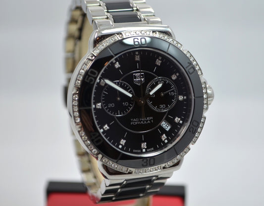 TAG Heuer Formula One CAH1212 Steel Ceramic Diamond Quartz Chronograph Wristwatch - Hashtag Watch Company