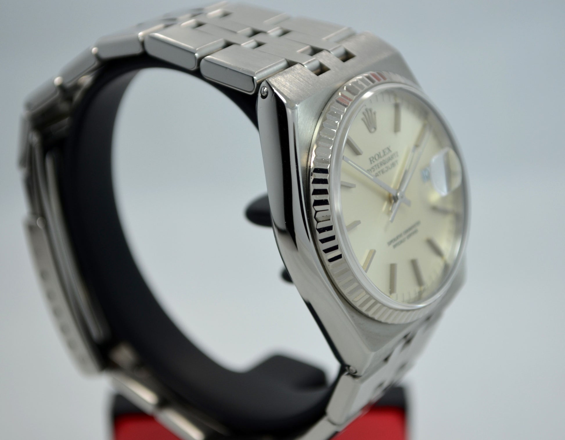 Vintage Rolex Oysterquartz 17014 Datejust Steel 18K Wristwatch 1985 Box Papers "New Old Stock!" - Hashtag Watch Company
