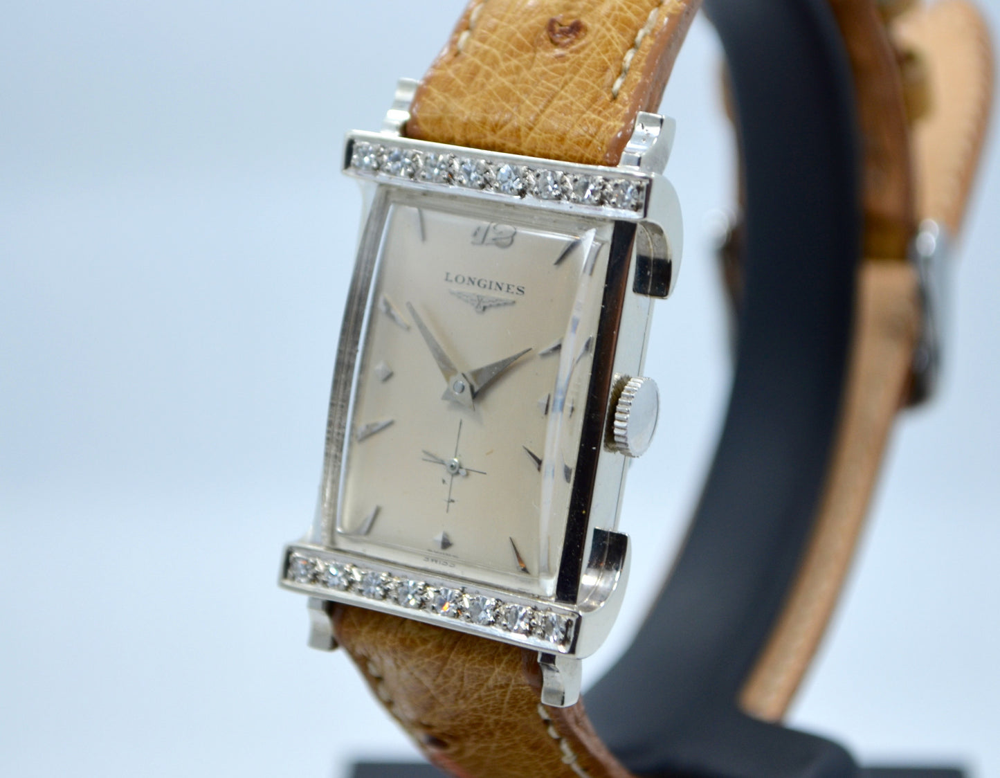 Vintage Longines Top Hat 14K White Gold Diamond Bezel 1940's Ladies Manual Watch - Hashtag Watch Company