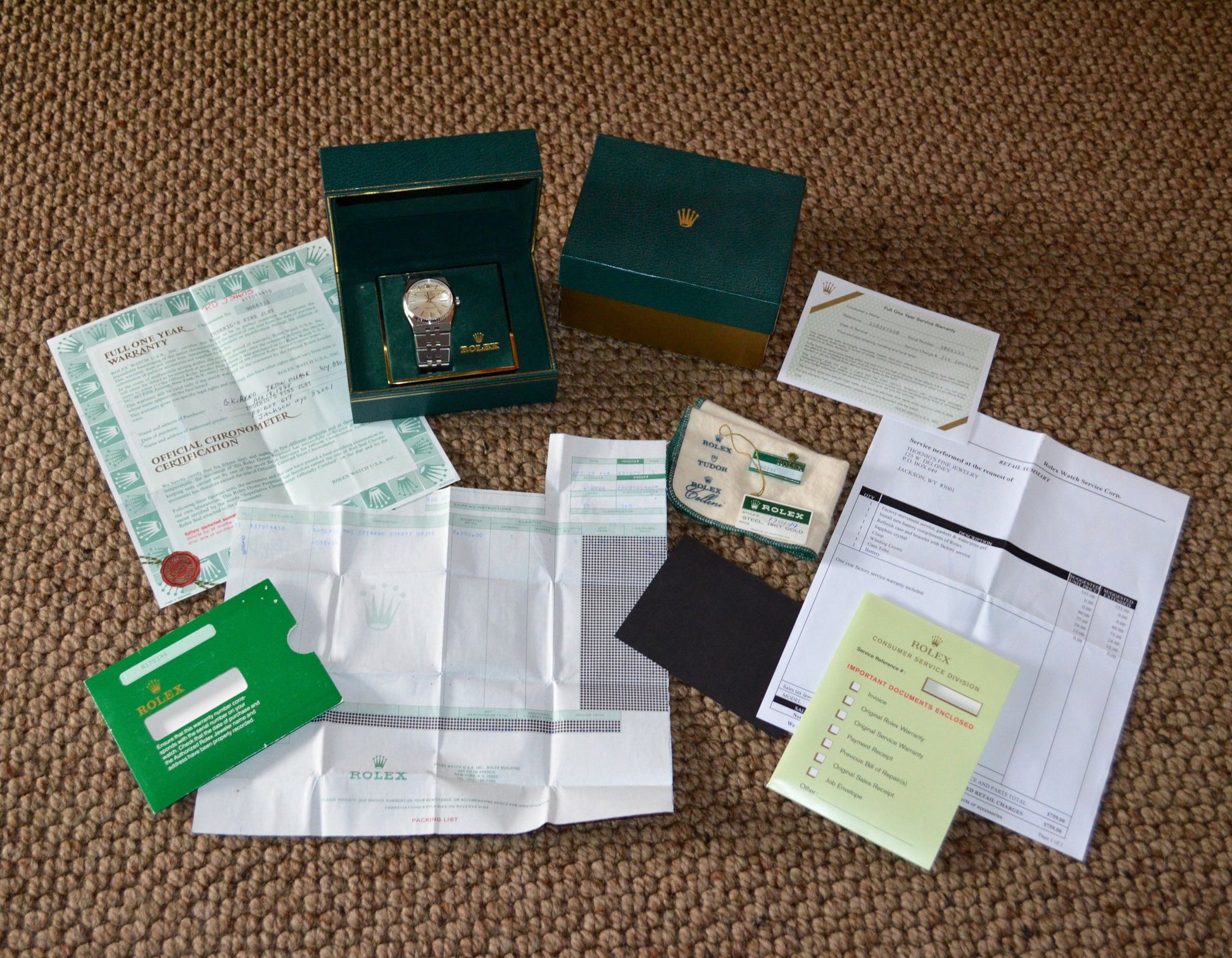 Vintage Rolex Oysterquartz 17014 Datejust Steel 18K Wristwatch 1985 Box Papers "New Old Stock!" - Hashtag Watch Company