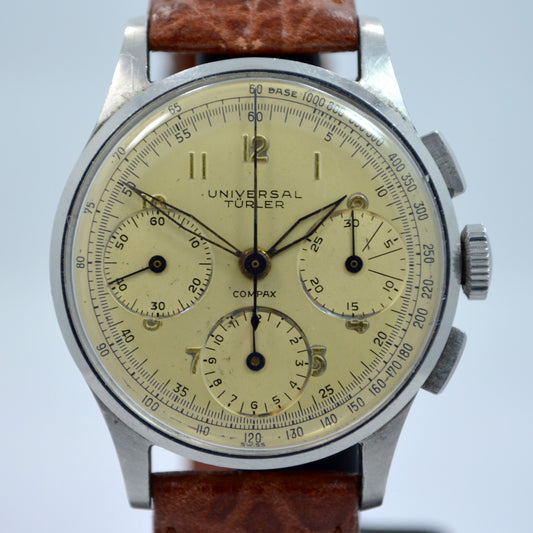 Vintage Universal Geneve Compax Türler Signed Steel Chronograph Cal. 285 Wristwatch 1950's - Hashtag Watch Company