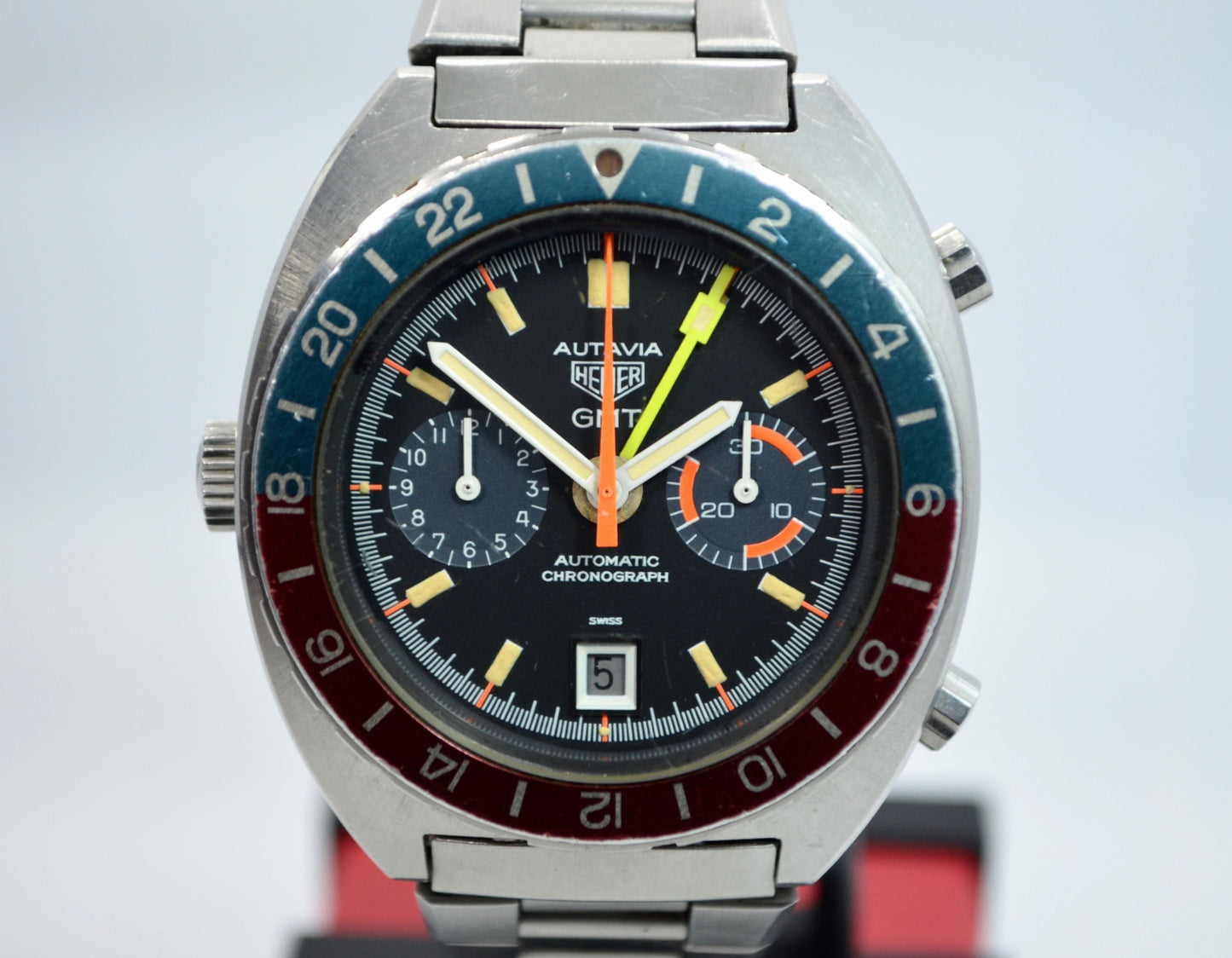 Vintage Heuer 11630 Autavia GMT Chronograph Steel Cal. 14 Automatic Watch - Hashtag Watch Company