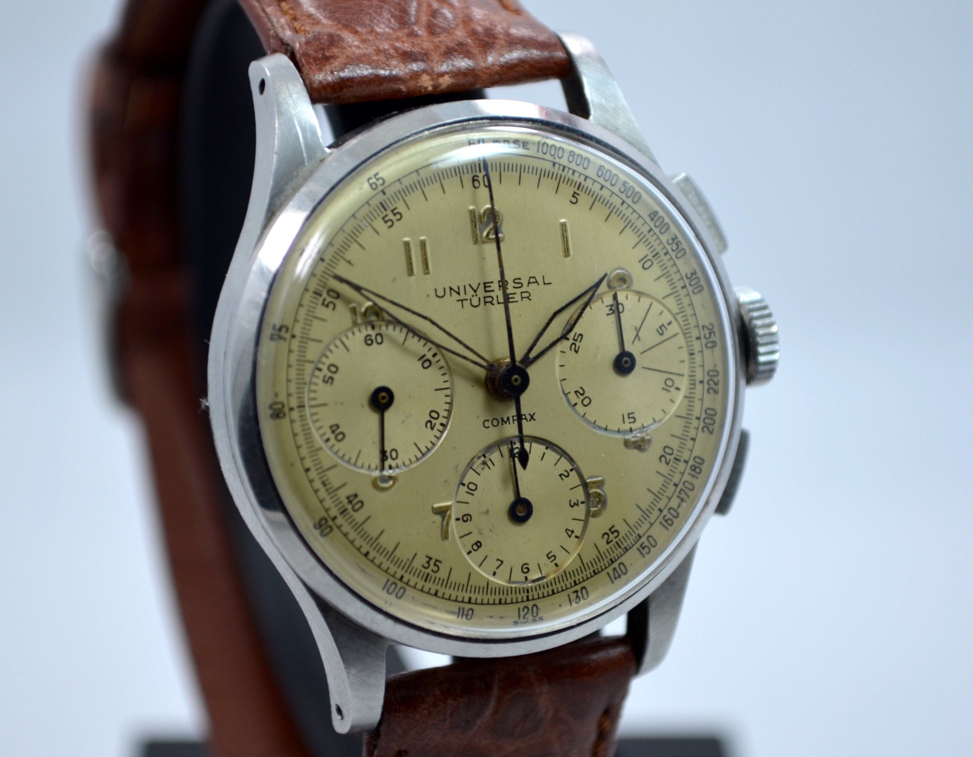 Vintage Universal Geneve Compax Türler Signed Steel Chronograph Cal. 285 Wristwatch 1950's - Hashtag Watch Company