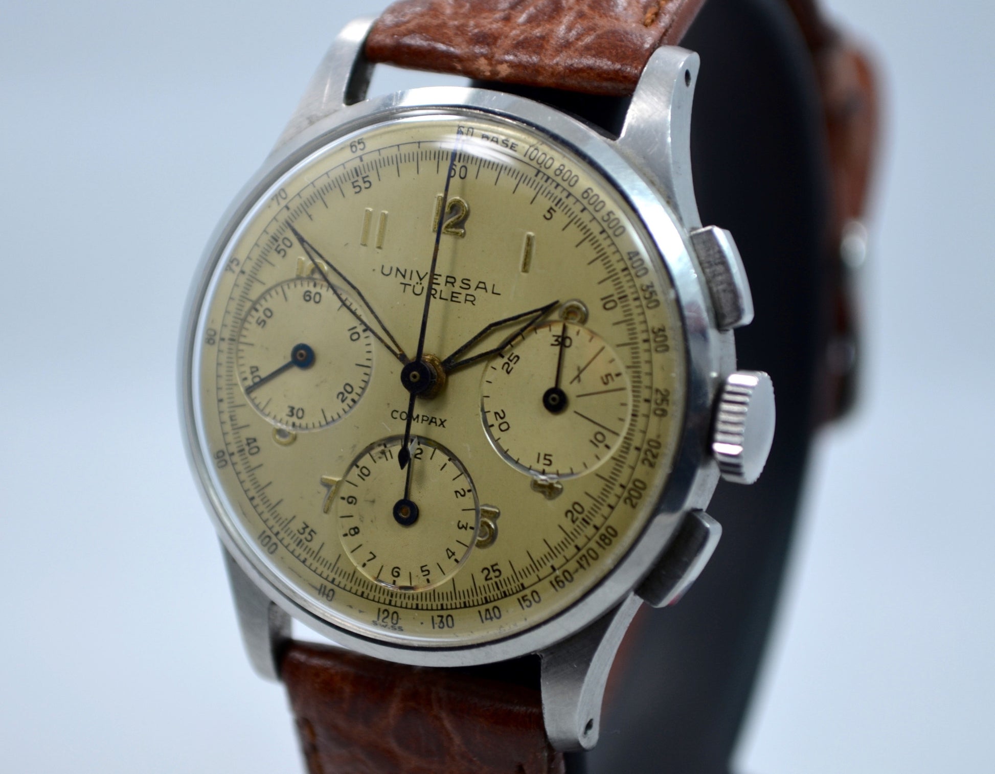 Vintage Universal Geneve Compax Türler Signed Steel Chronograph Cal. 285 Wristwatch 1950's - Hashtag Watch Company