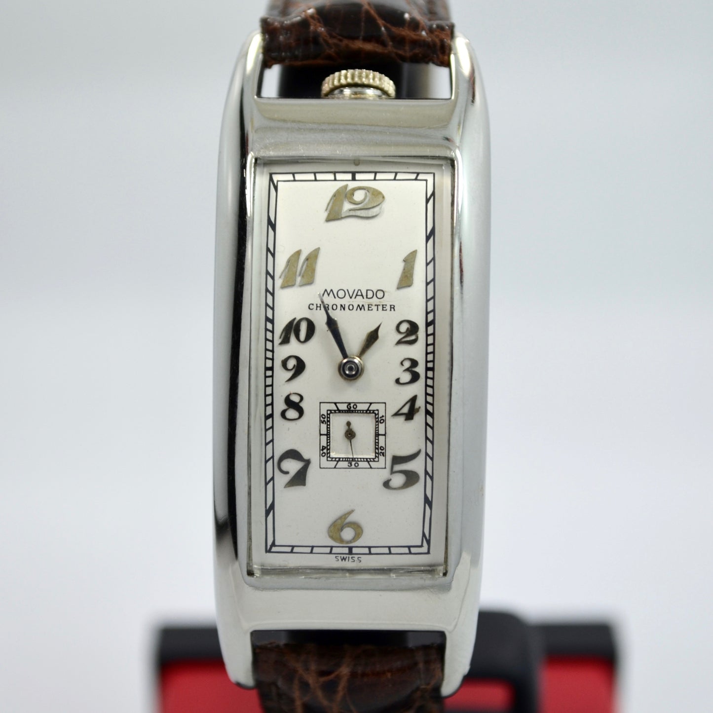 Vintage Movado Polyplan 18K White Gold Large Size Enamel Rectangular Wristwatch - Hashtag Watch Company