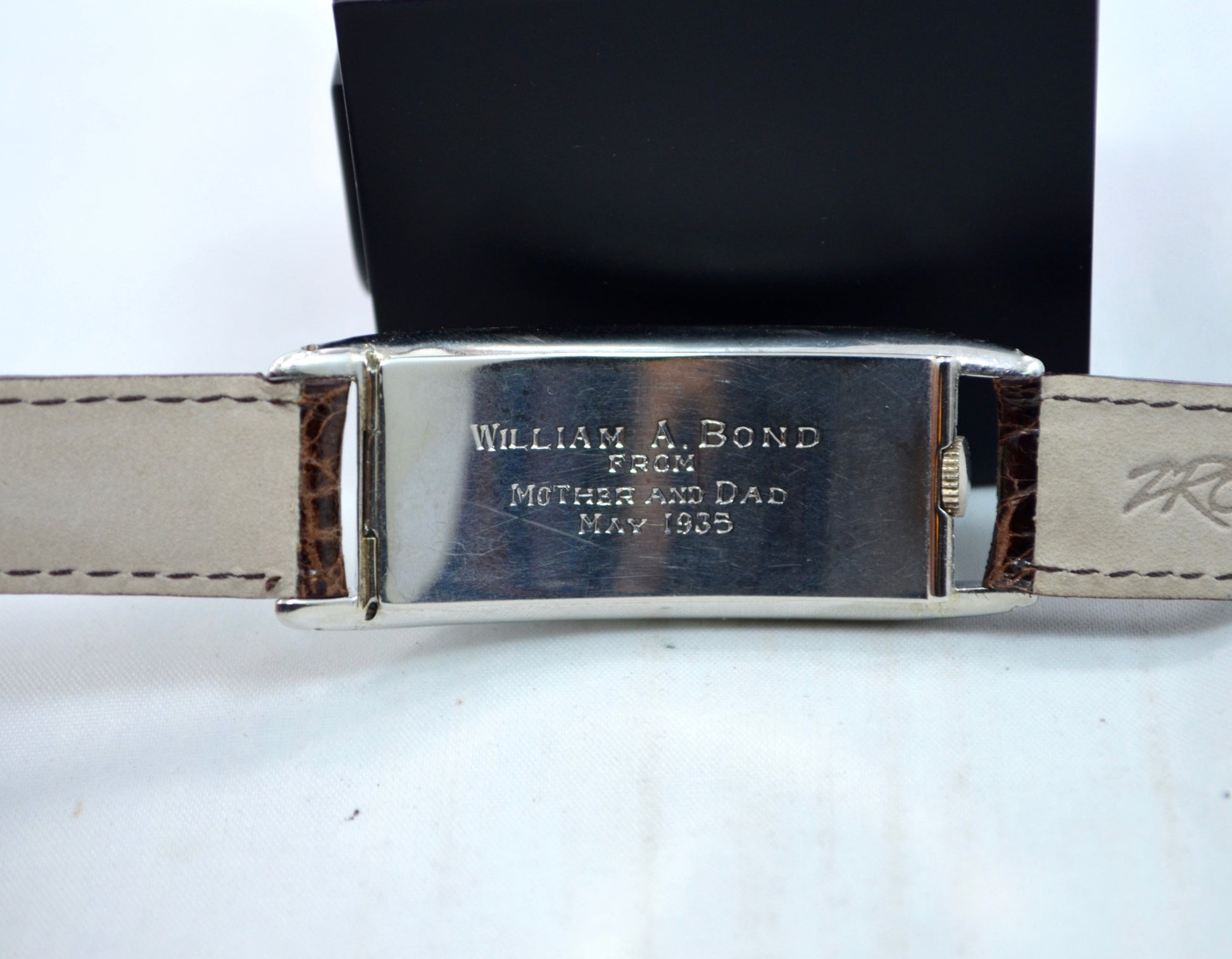 Vintage Movado Polyplan 18K White Gold Large Size Enamel Rectangular Wristwatch - Hashtag Watch Company