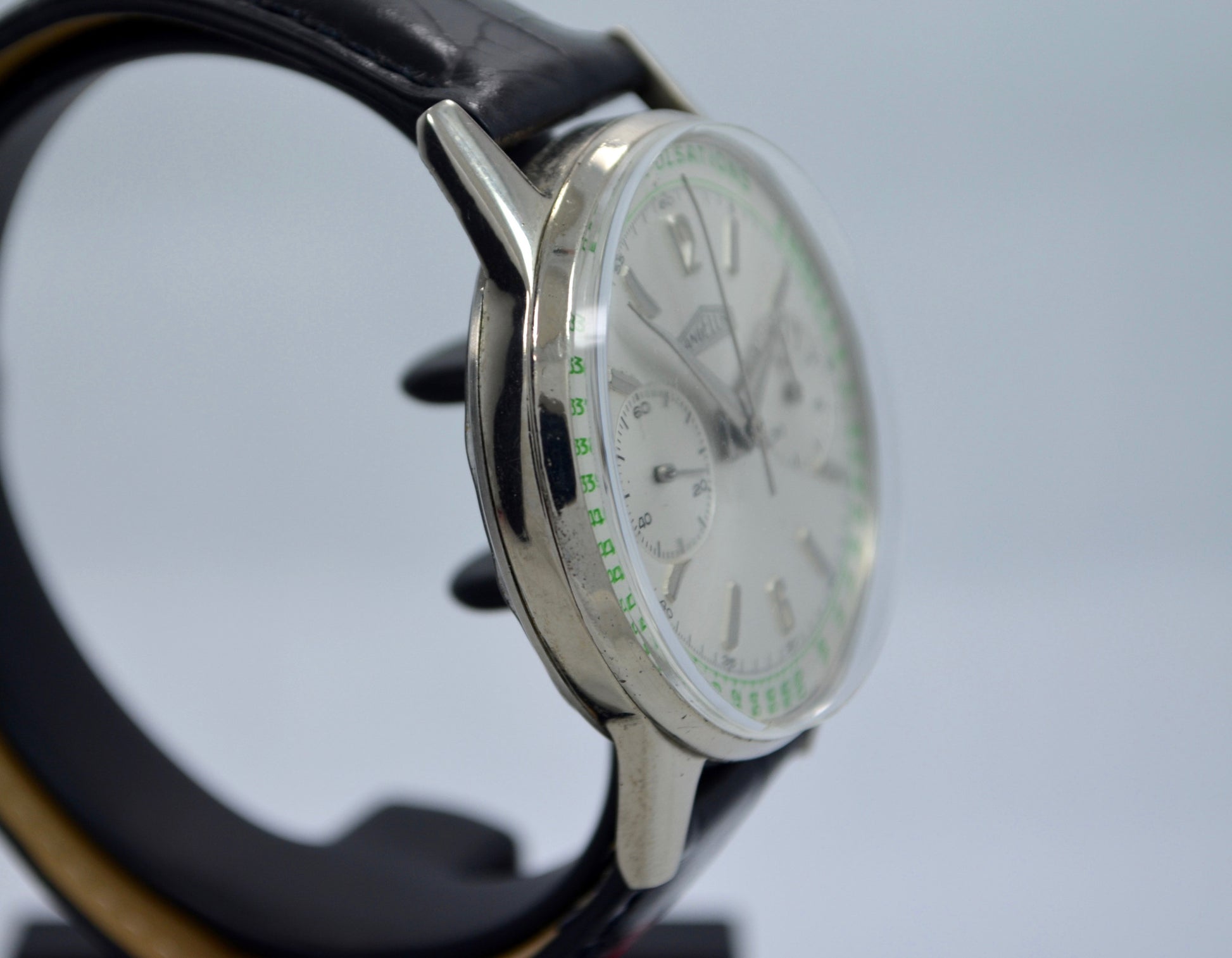 Vintage Angelus Steel Chronograph Pulsations Oversized Manual Wind Watch - Hashtag Watch Company