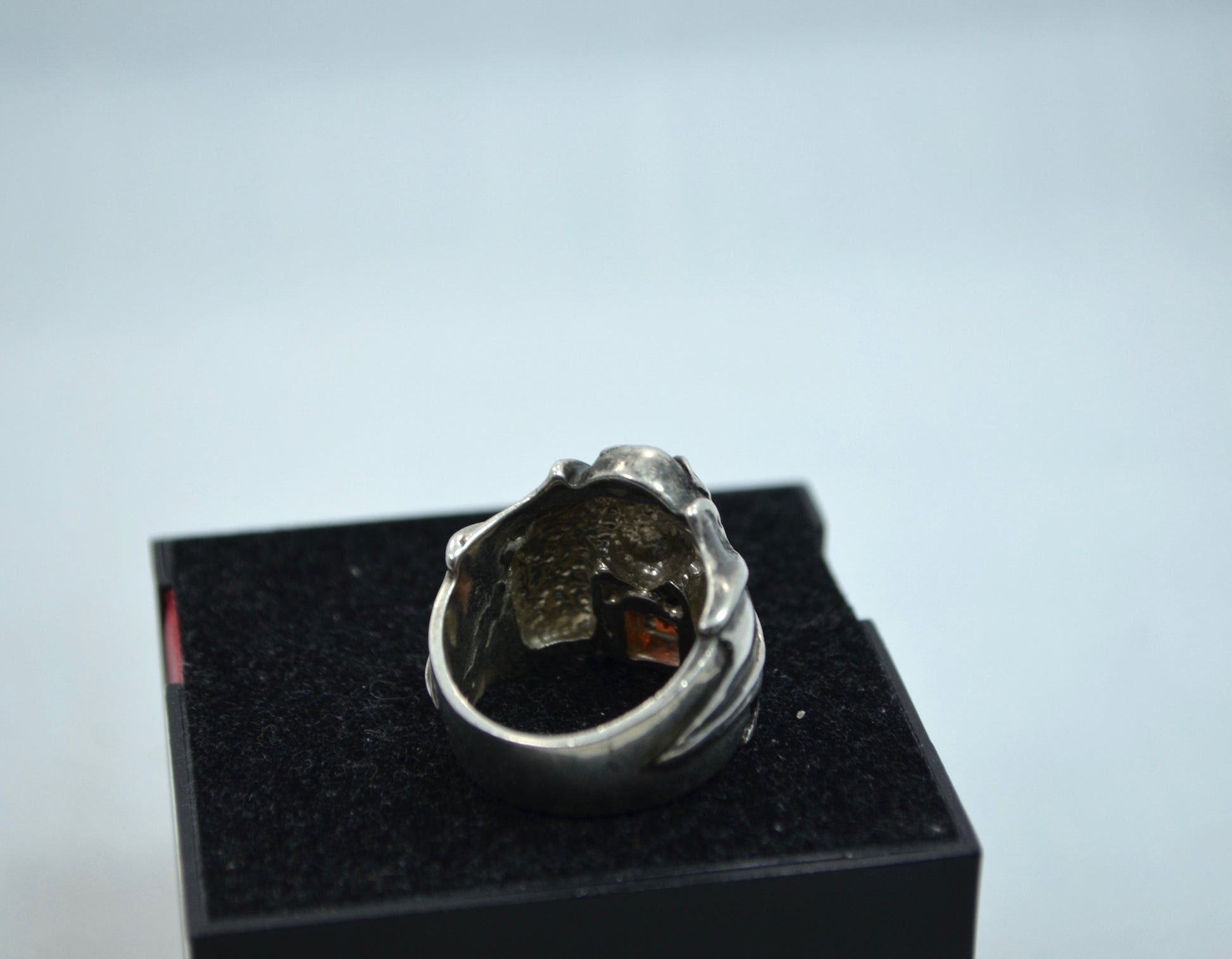 Vintage Large Mens Sterling Silver Flying Bat Smokey Quartz Ring - Hashtag Watch Company