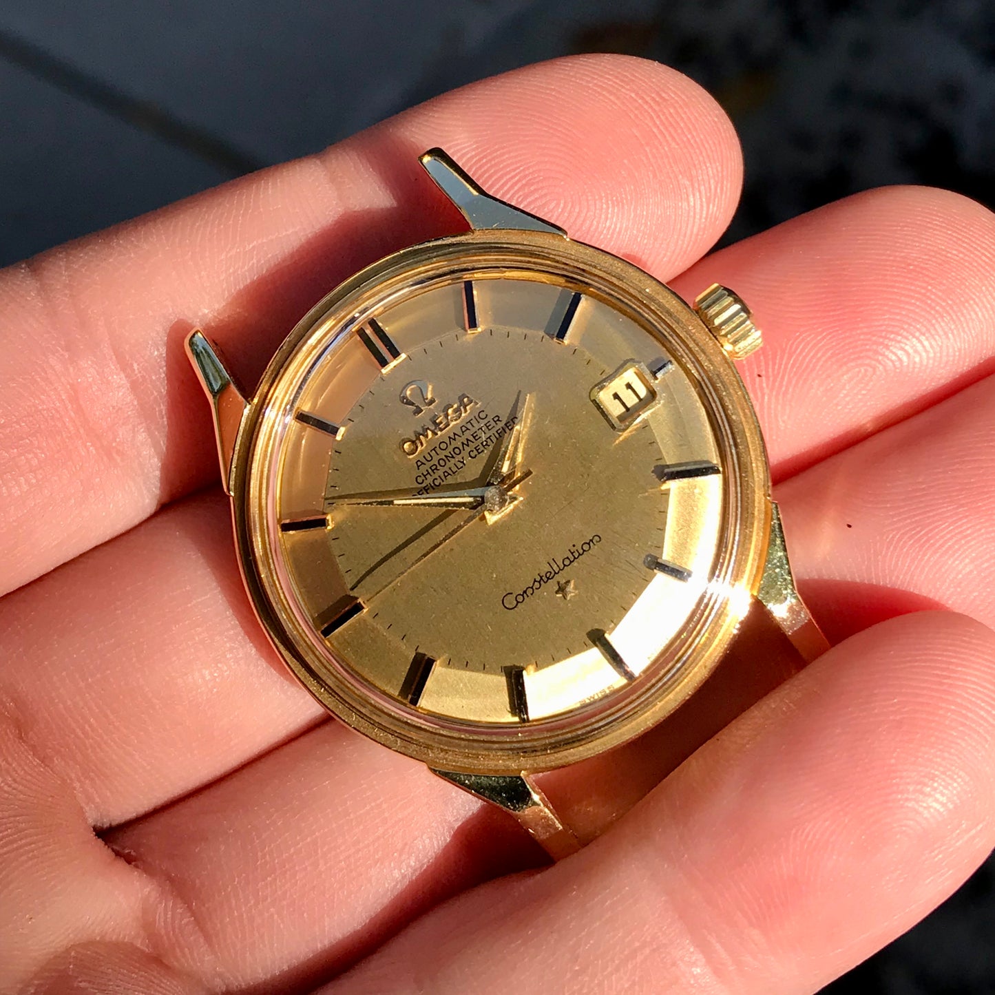 Vintage omega constellation 18k gold watch sale