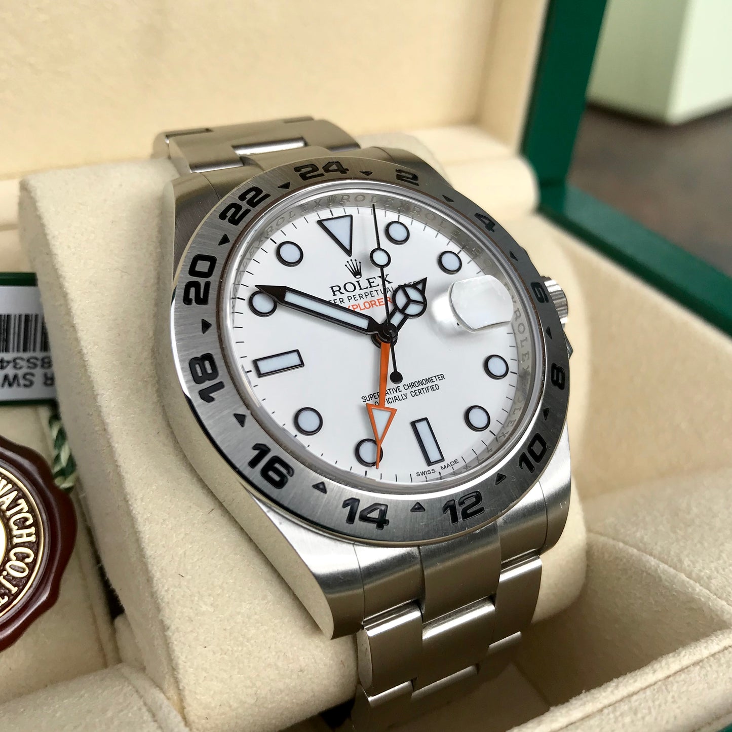 Rolex Explorer II 216570 White GMT Oyster Stainelss Steel Wristwatch Box & Papers Random Serial - Hashtag Watch Company