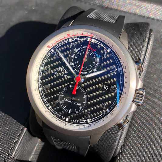 IWC Portuguese Yacht Club IW390212 Black Carbon Titanium Chronograph Volvo Ocean Race Box Papers - Hashtag Watch Company