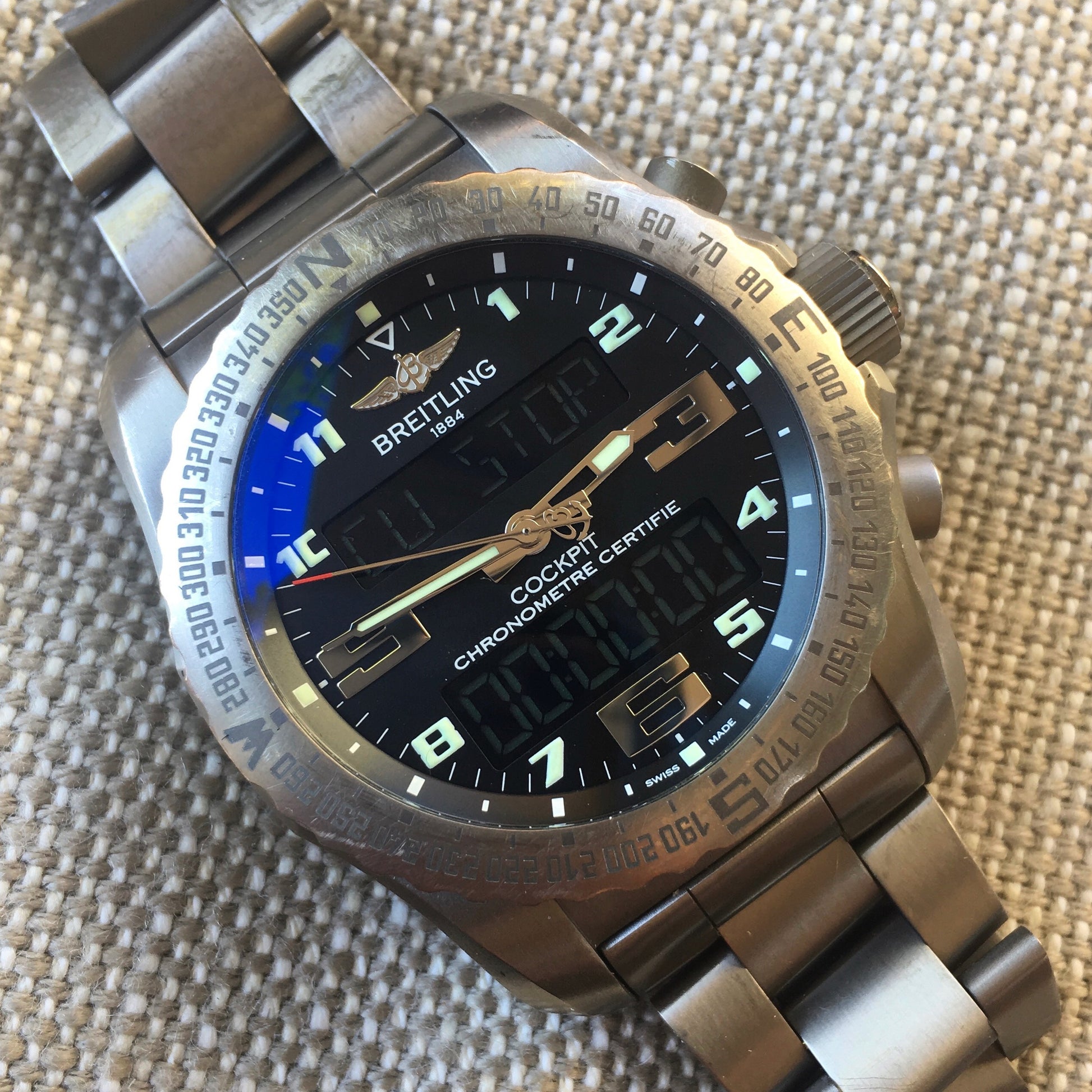 Breitling Cockpit B50 46mm EB5010 Black Titanium Wristwatch Box Papers - Hashtag Watch Company