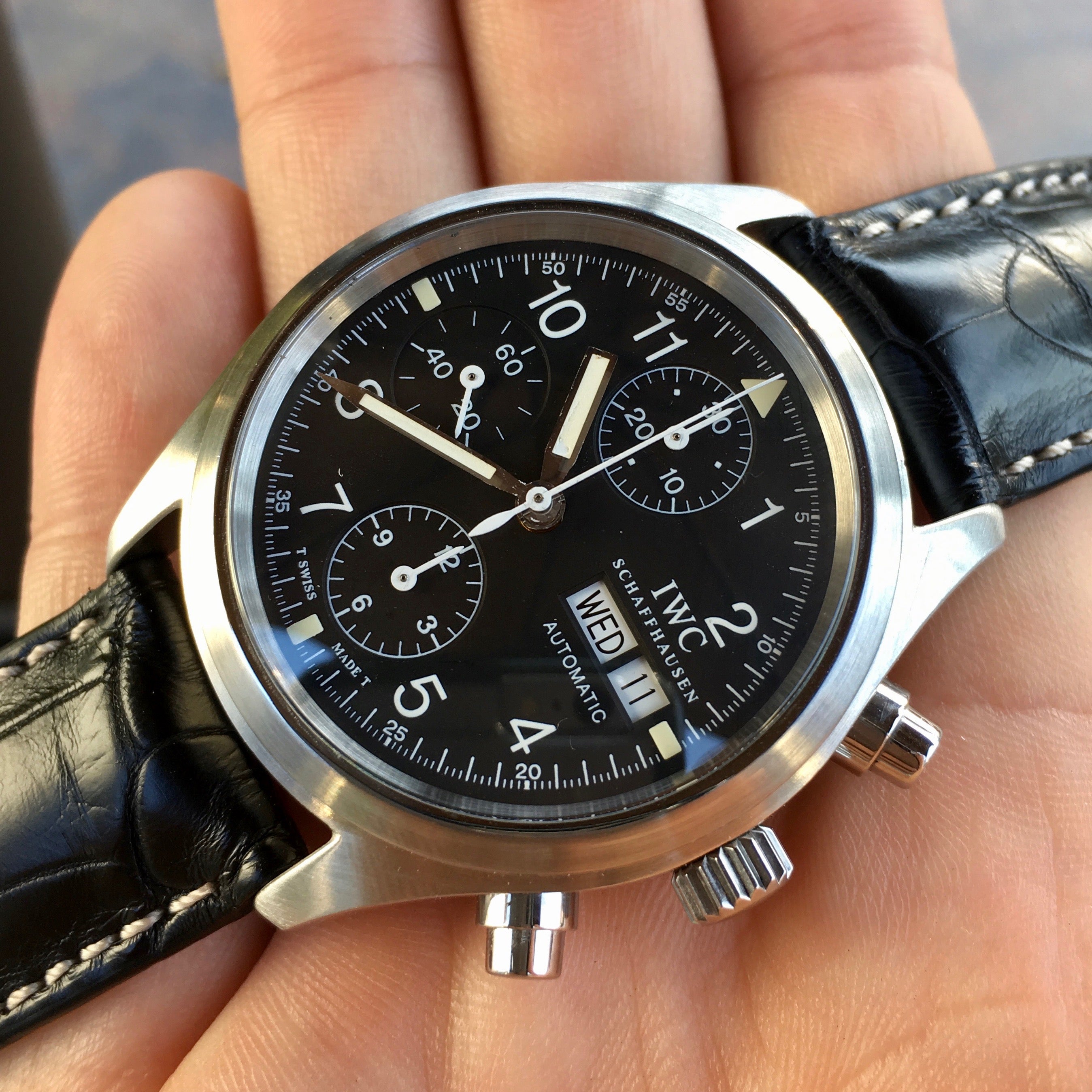 アガット　時計 IWC Der Flieger Chronograph 3706 Pilot Steel Automatic Mens