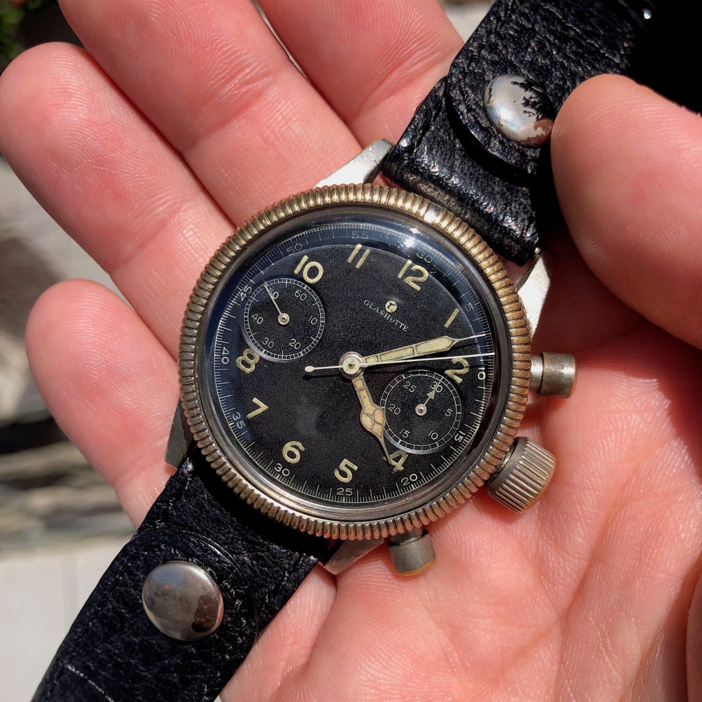 Vintage Glashutte Tutima Luftwaffe Chronograph WWII Military Wristwatch Circa 1940's - Hashtag Watch Company