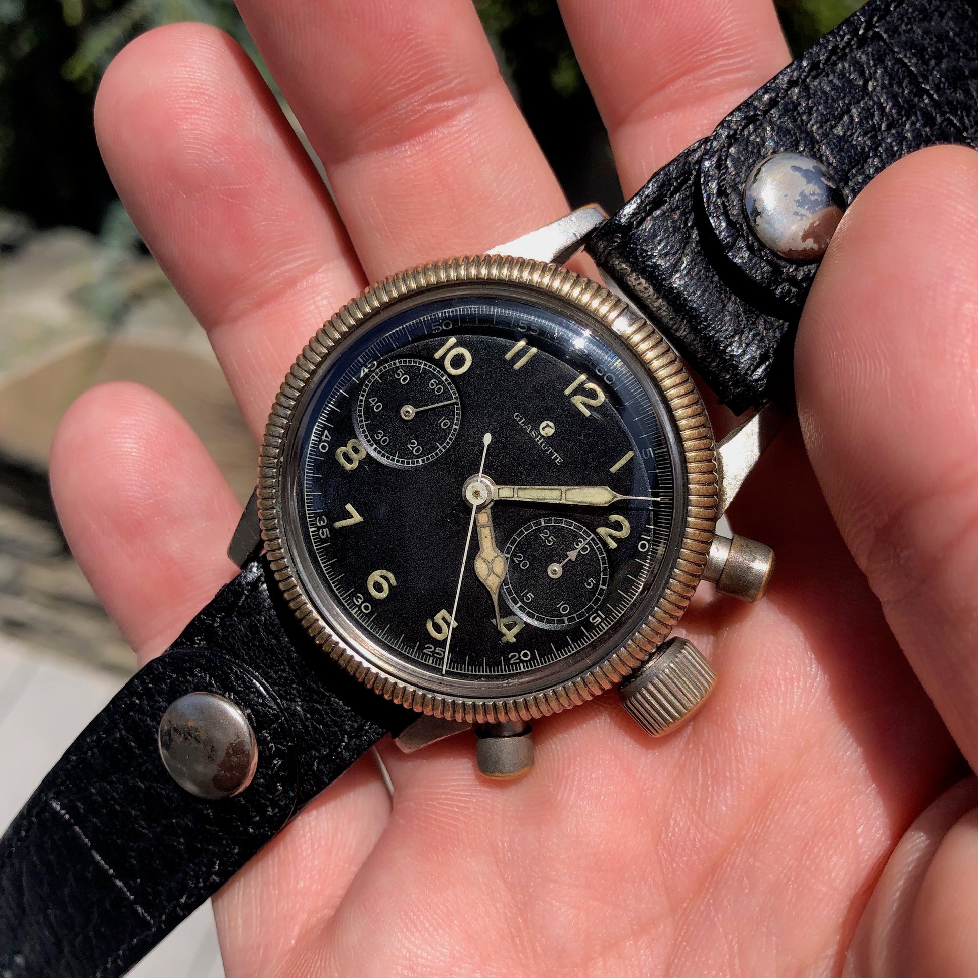 Vintage Glashutte Tutima Luftwaffe Chronograph WWII Military Wristwatch Circa 1940's - Hashtag Watch Company