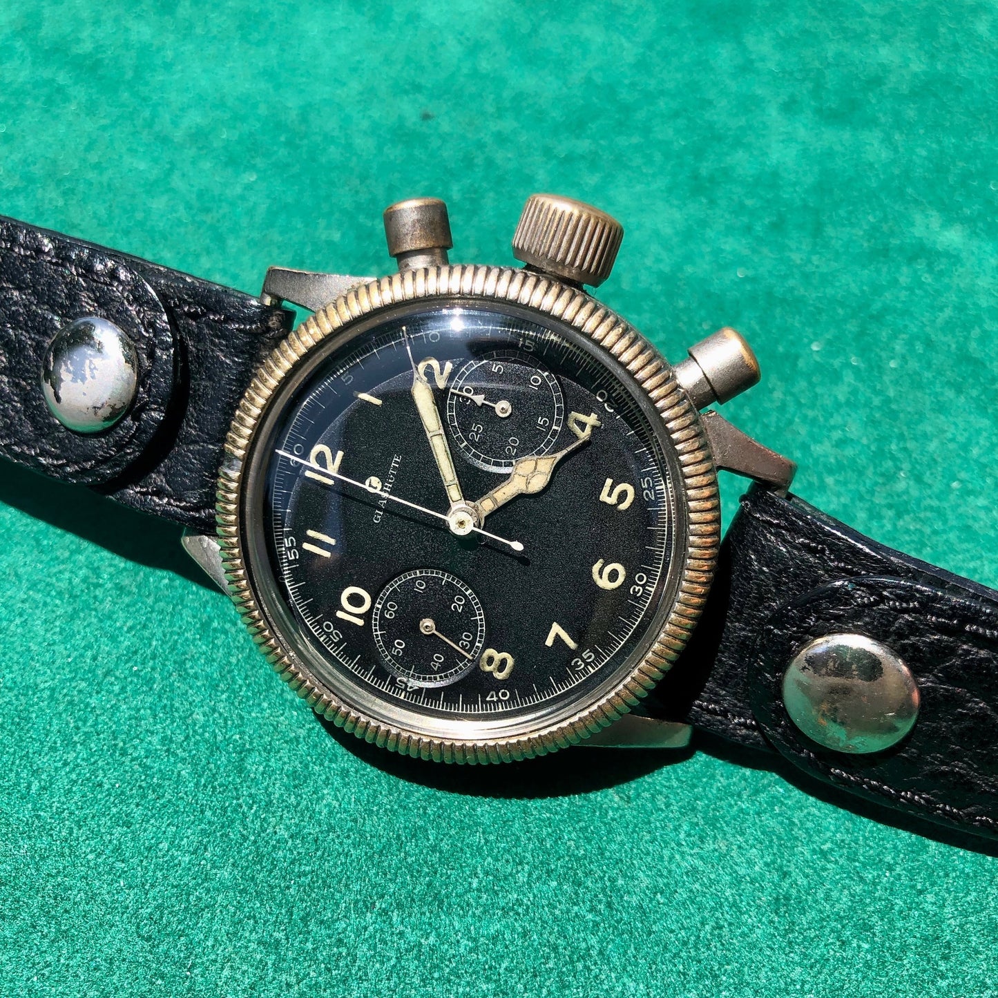 Vintage Glashutte Tutima Luftwaffe Chronograph WWII Military Wristwatch Circa 1940's - Hashtag Watch Company