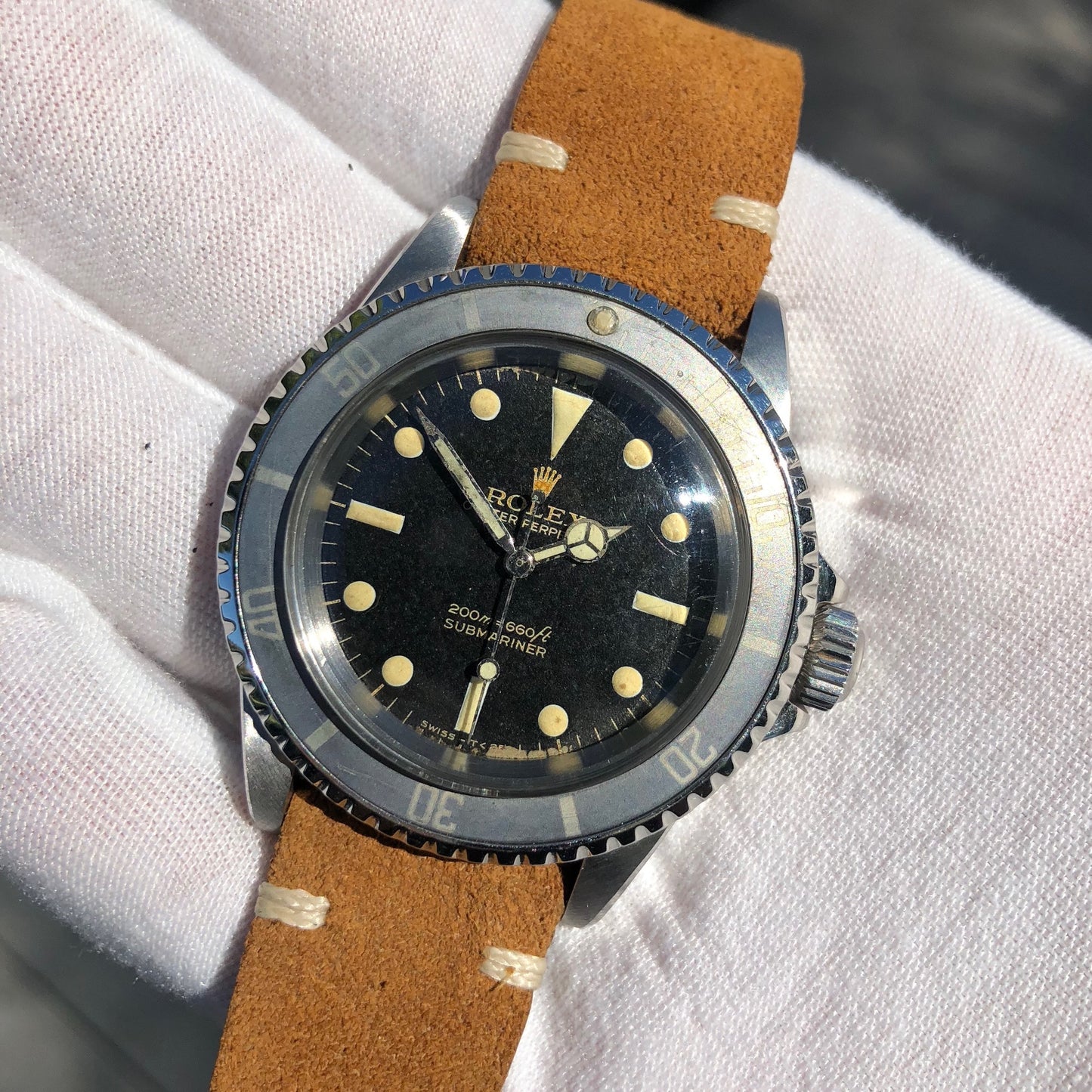 Vintage Rolex Submariner 5513 Gilt Meters First Bart Simpson Wristwatch Circa 1966 - Hashtag Watch Company