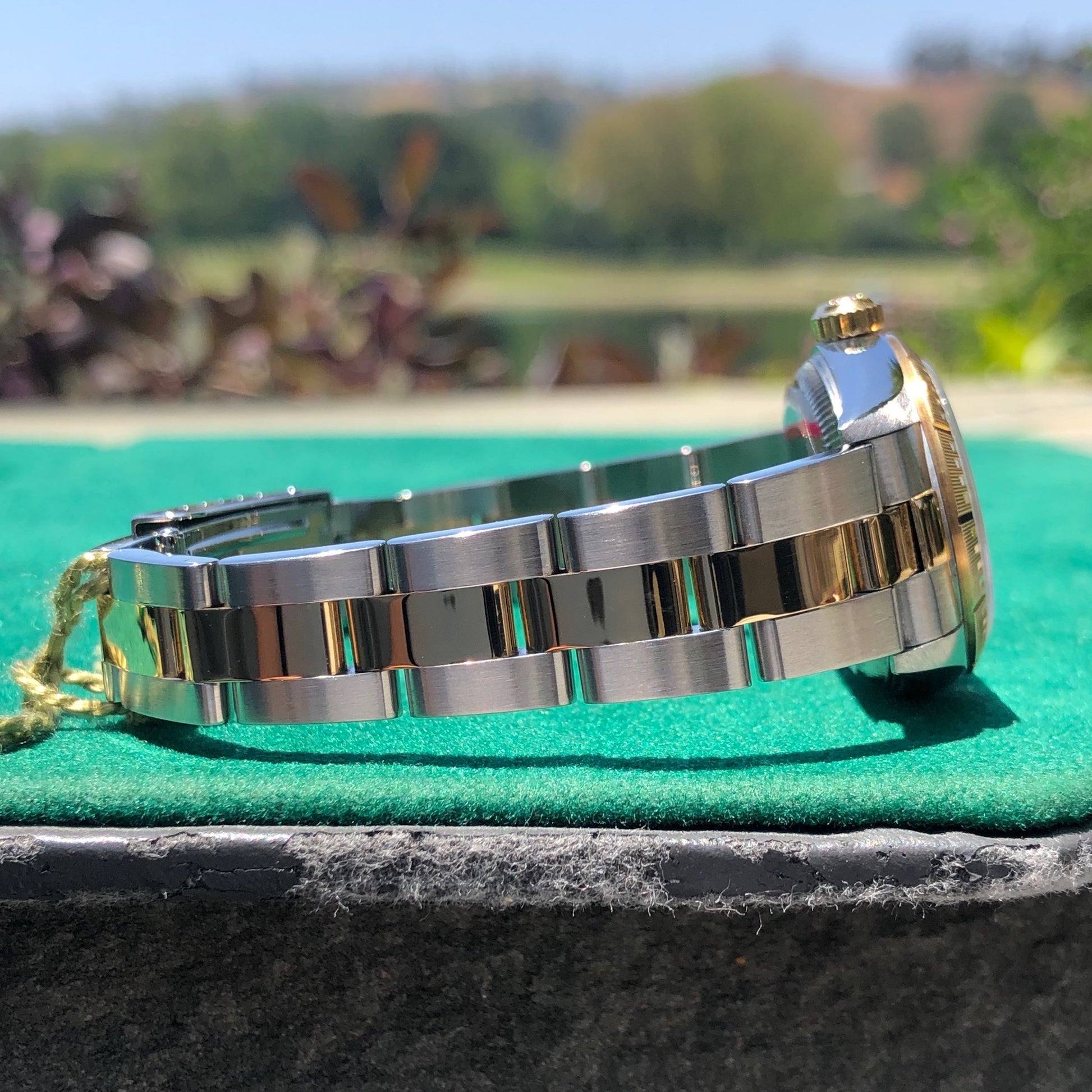 1999 Rolex Oyster Perpetual 76243 Ladies White Roman Two Tone Steel Gold Wristwatch Box Papers - Hashtag Watch Company