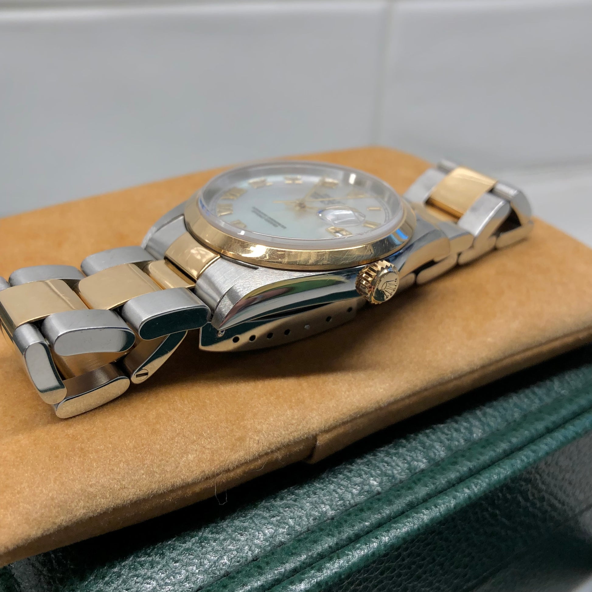 2000 Rolex Datejust 16203 Mother of Pearl Oyster Two Tone Wristwatch Box Papers - Hashtag Watch Company