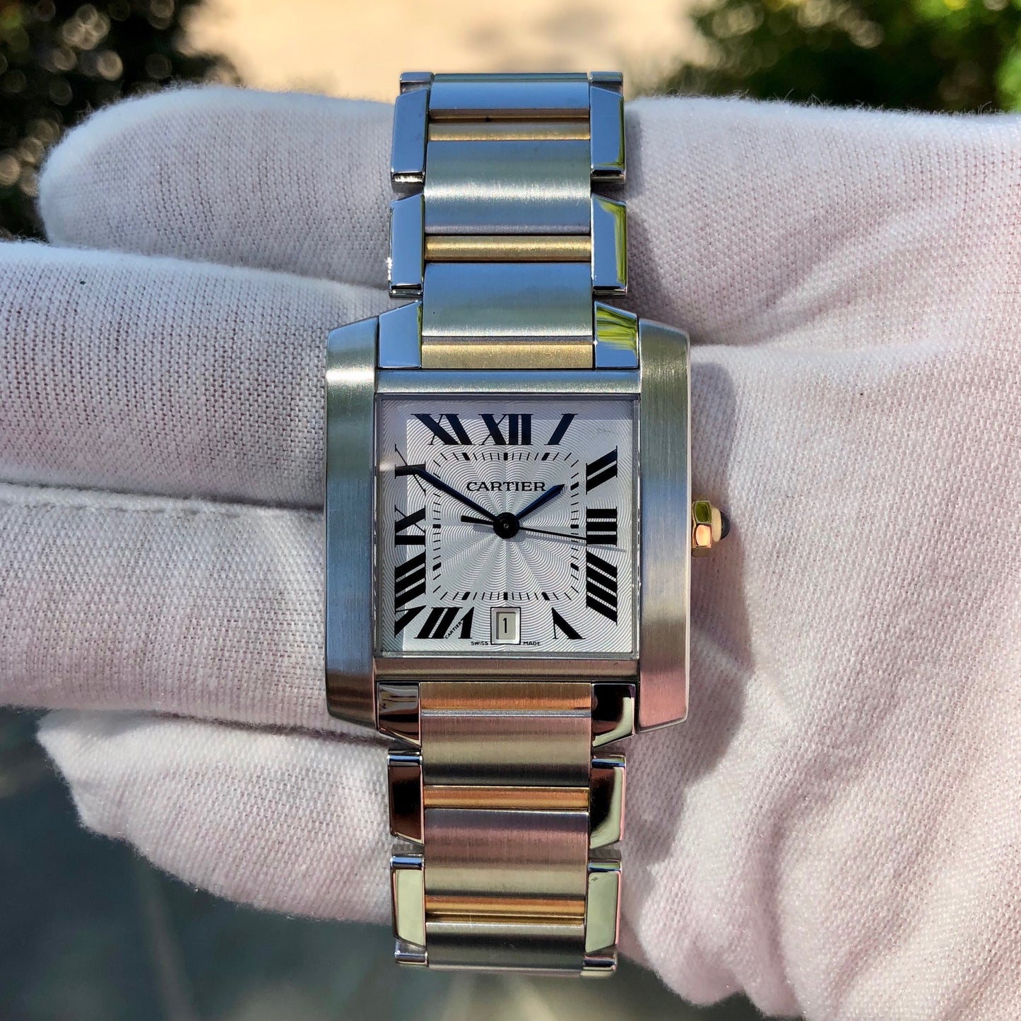 Cartier Tank Francaise W51005Q4 Two Tone Steel Gold Automatic Wristwatch Box & Papers - Hashtag Watch Company